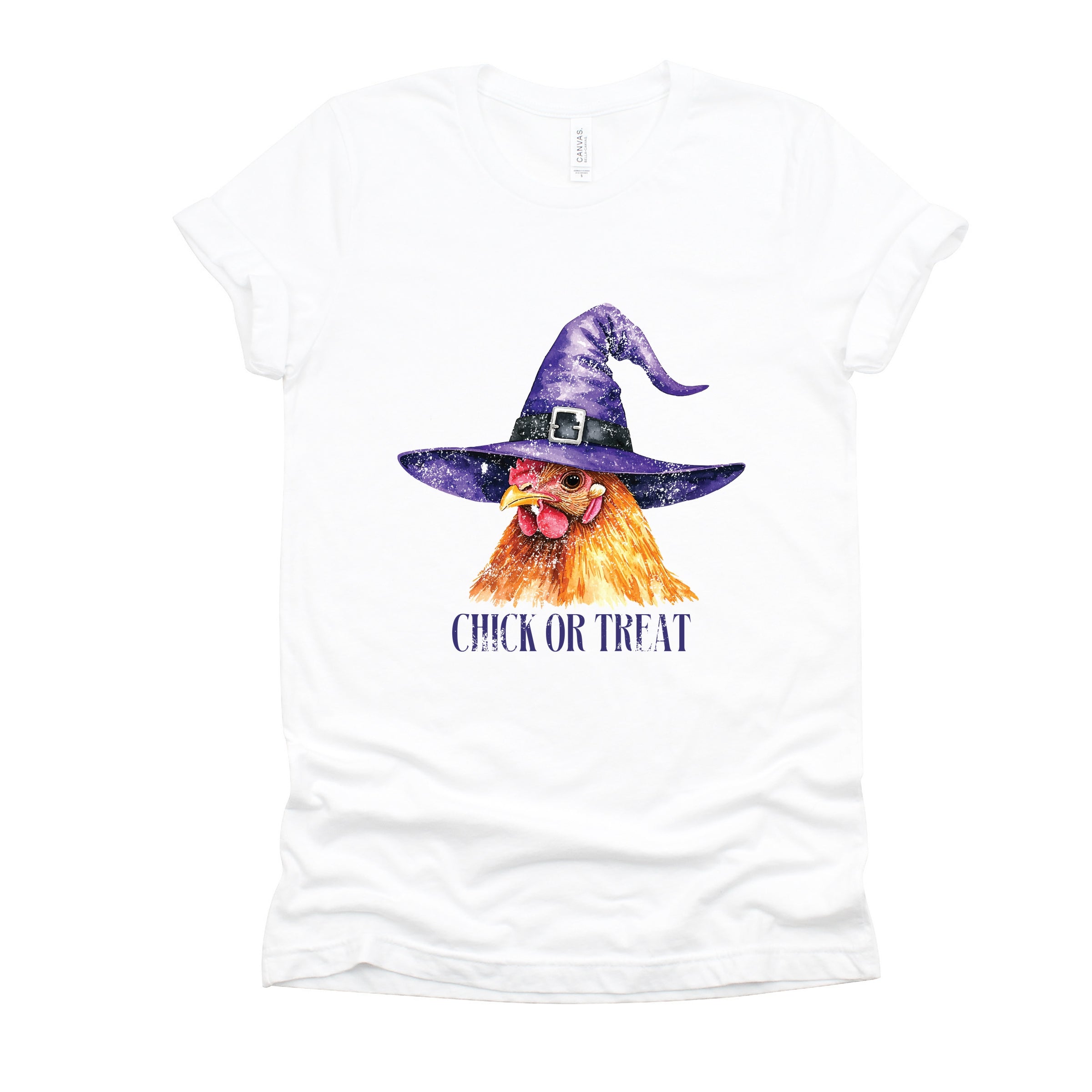 Chick Or Treat Watercolor Distressed - Women's Short Sleeve Graphic T-Shirt