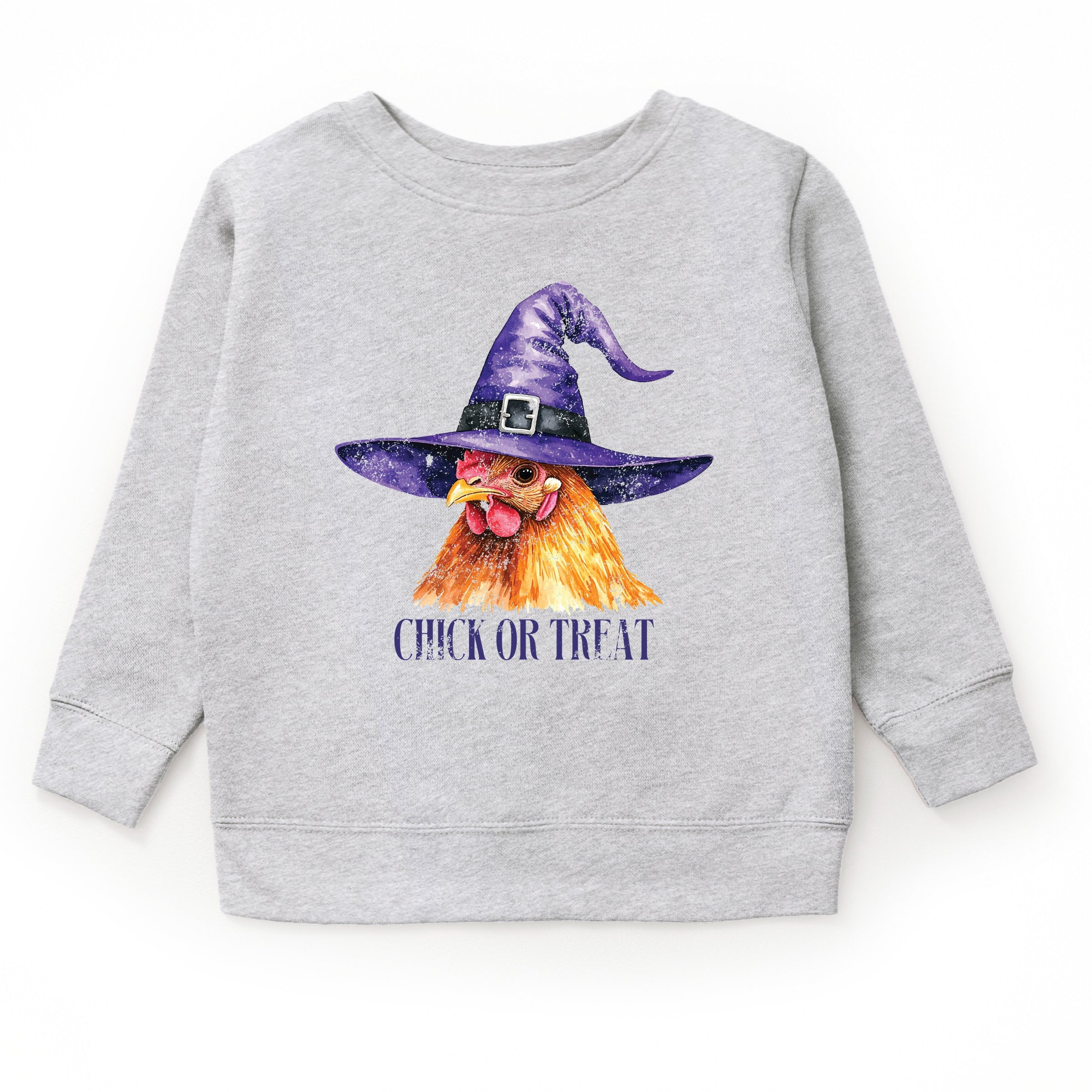 Chick Or Treat Watercolor Distressed - Toddler Graphic Sweatshirt and Youth Graphic Sweatshirt