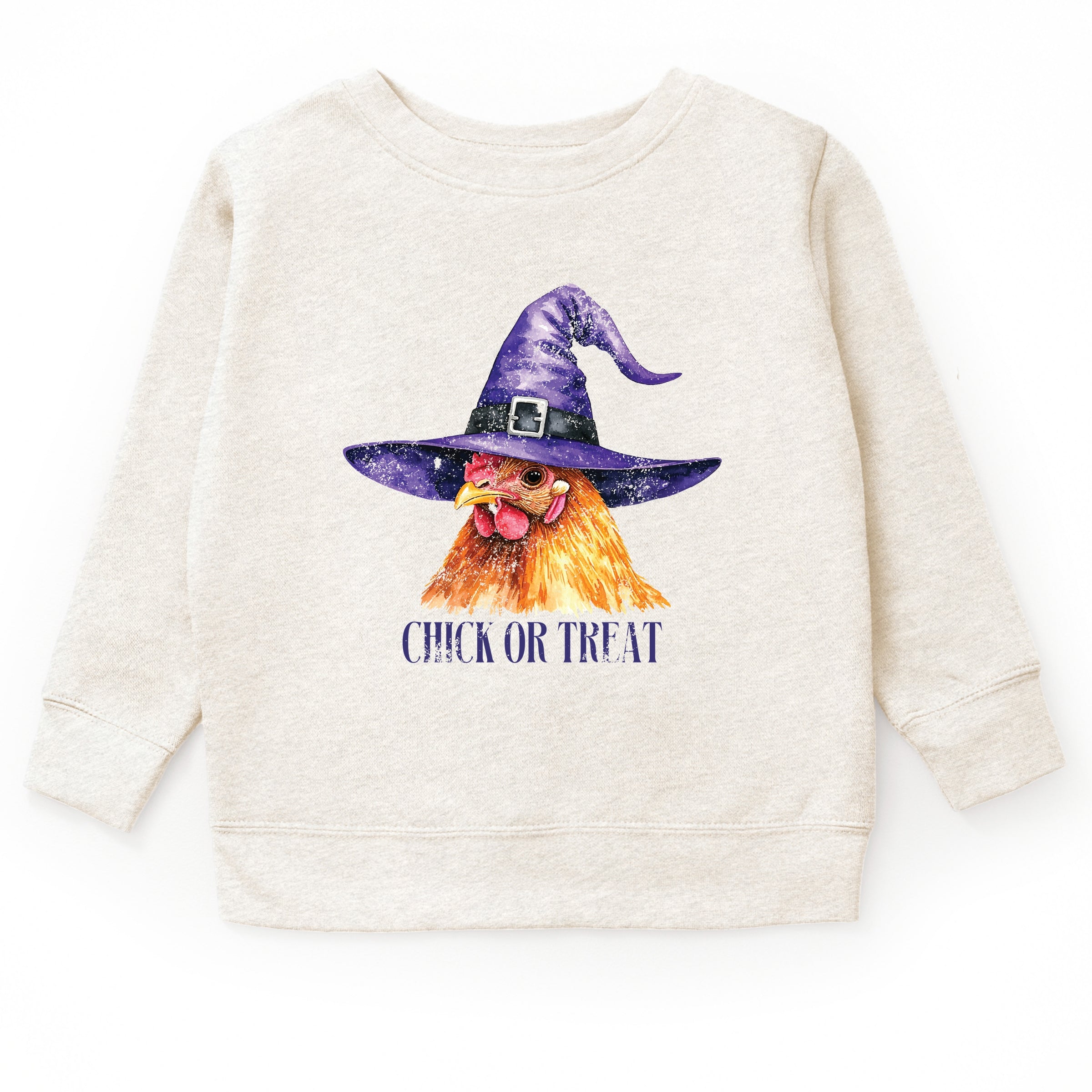 Chick Or Treat Watercolor Distressed - Toddler Graphic Sweatshirt and Youth Graphic Sweatshirt