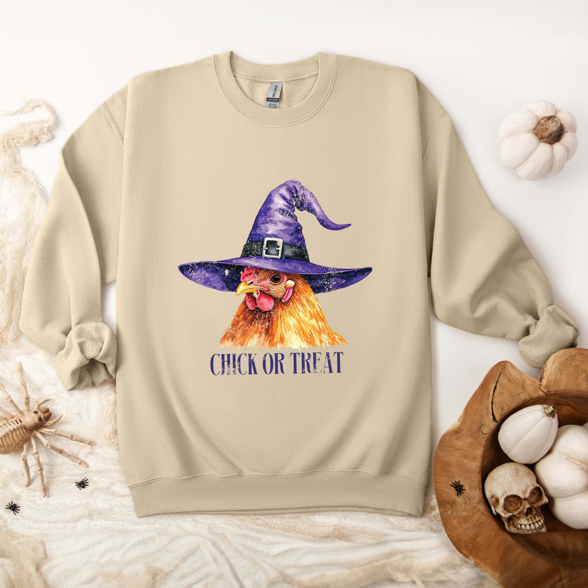 Chick Or Treat Watercolor Distressed - Women's Graphic Sweatshirt