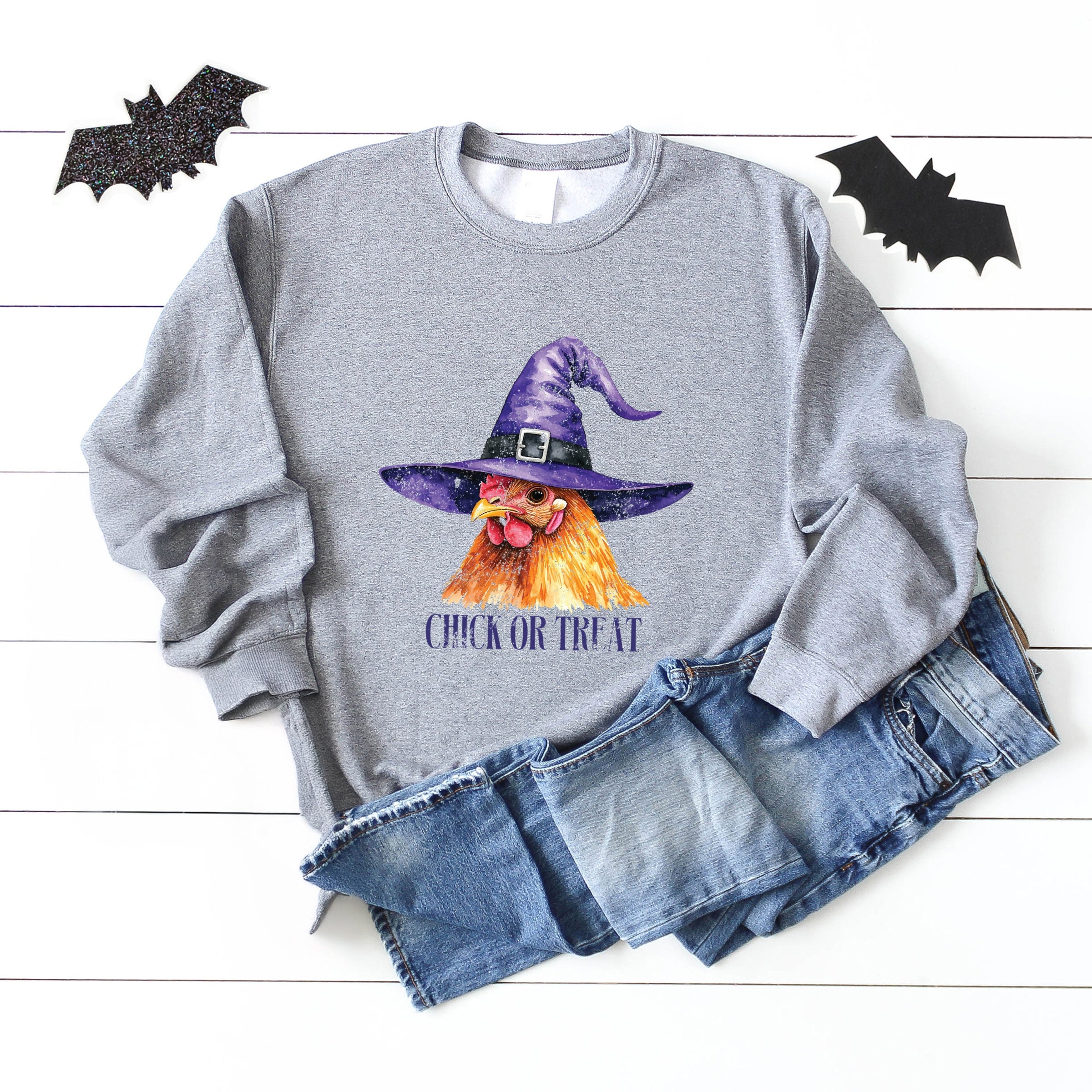 Chick Or Treat Watercolor Distressed - Women's Graphic Sweatshirt