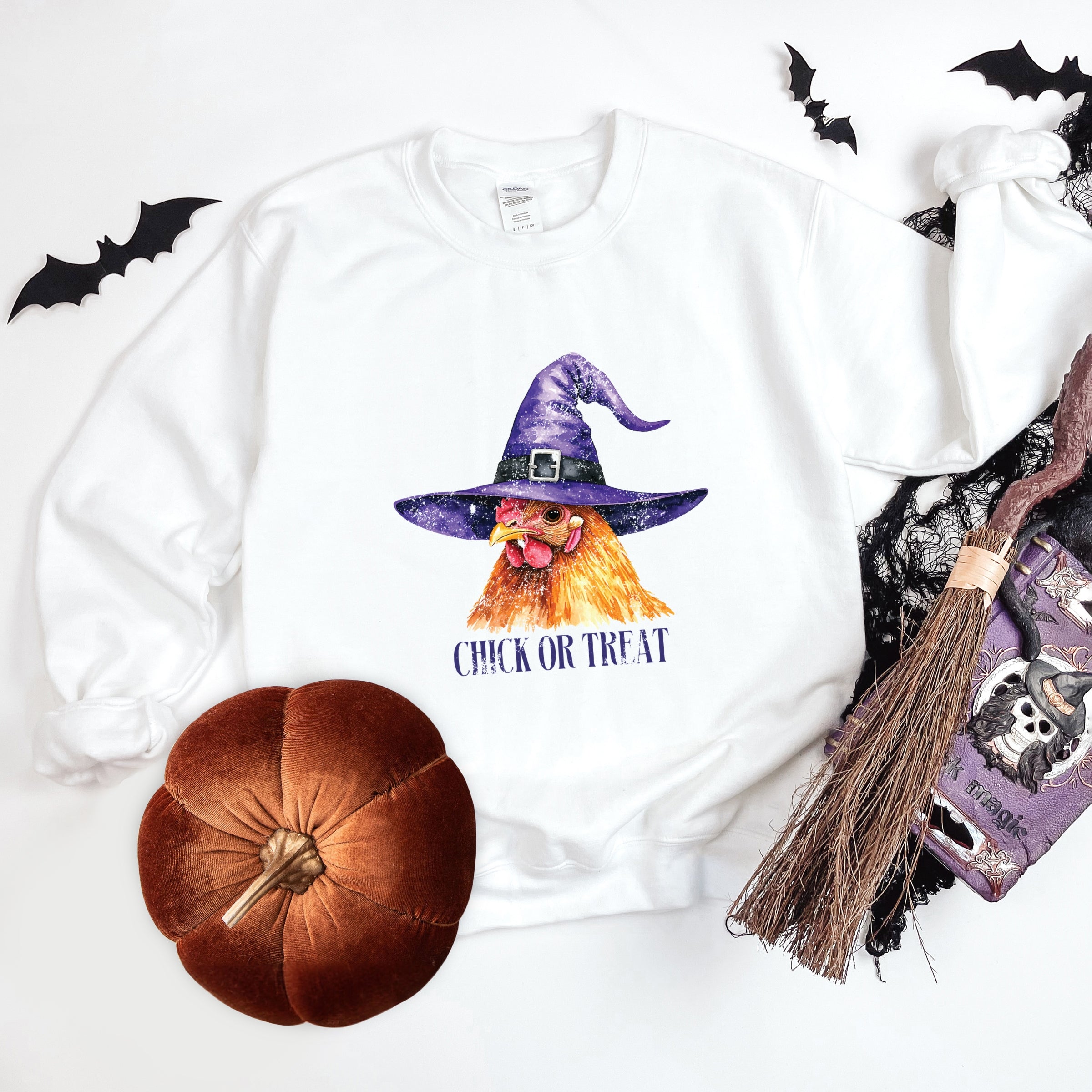 Chick Or Treat Watercolor Distressed - Women's Graphic Sweatshirt