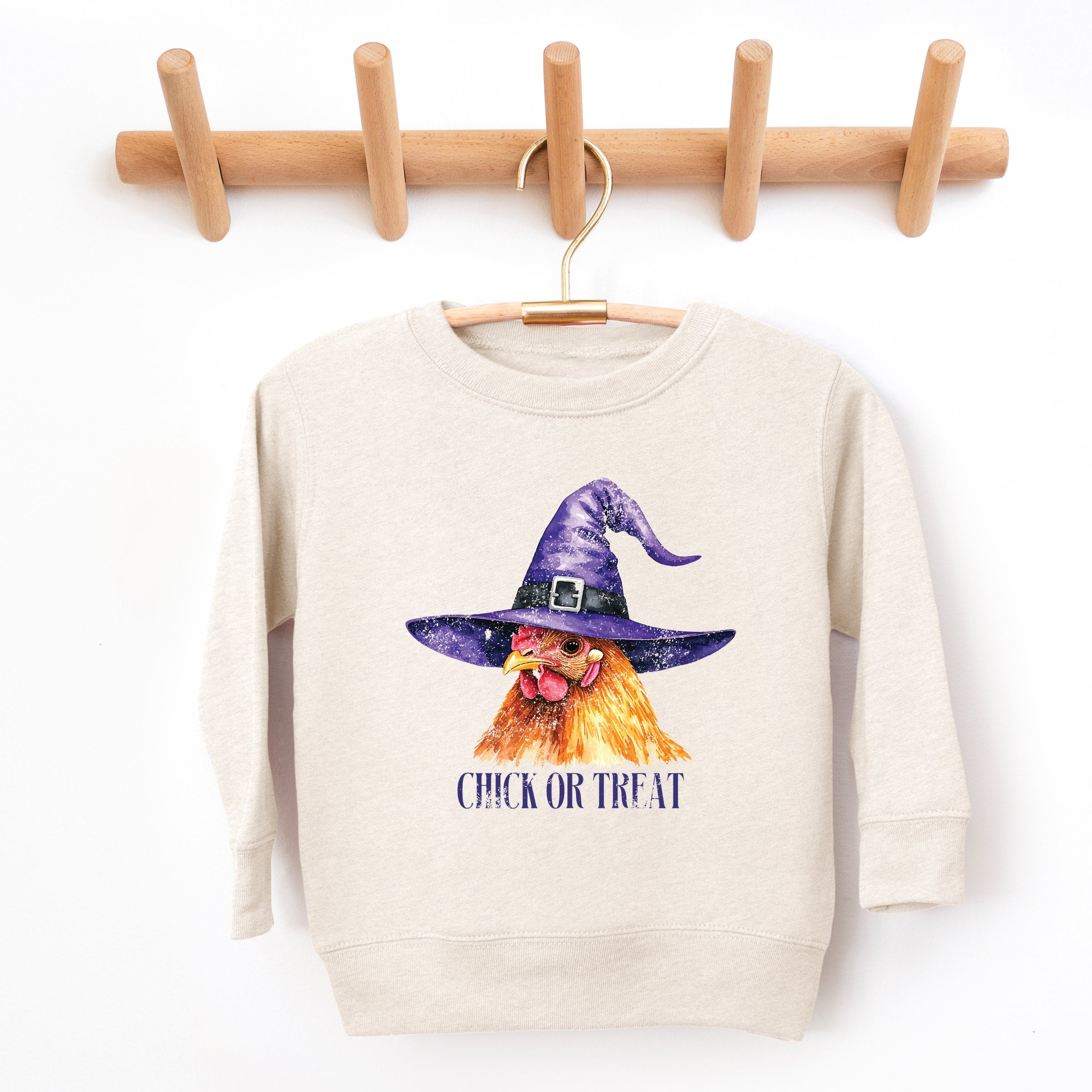Chick Or Treat Watercolor Distressed - Toddler Graphic Sweatshirt and Youth Graphic Sweatshirt