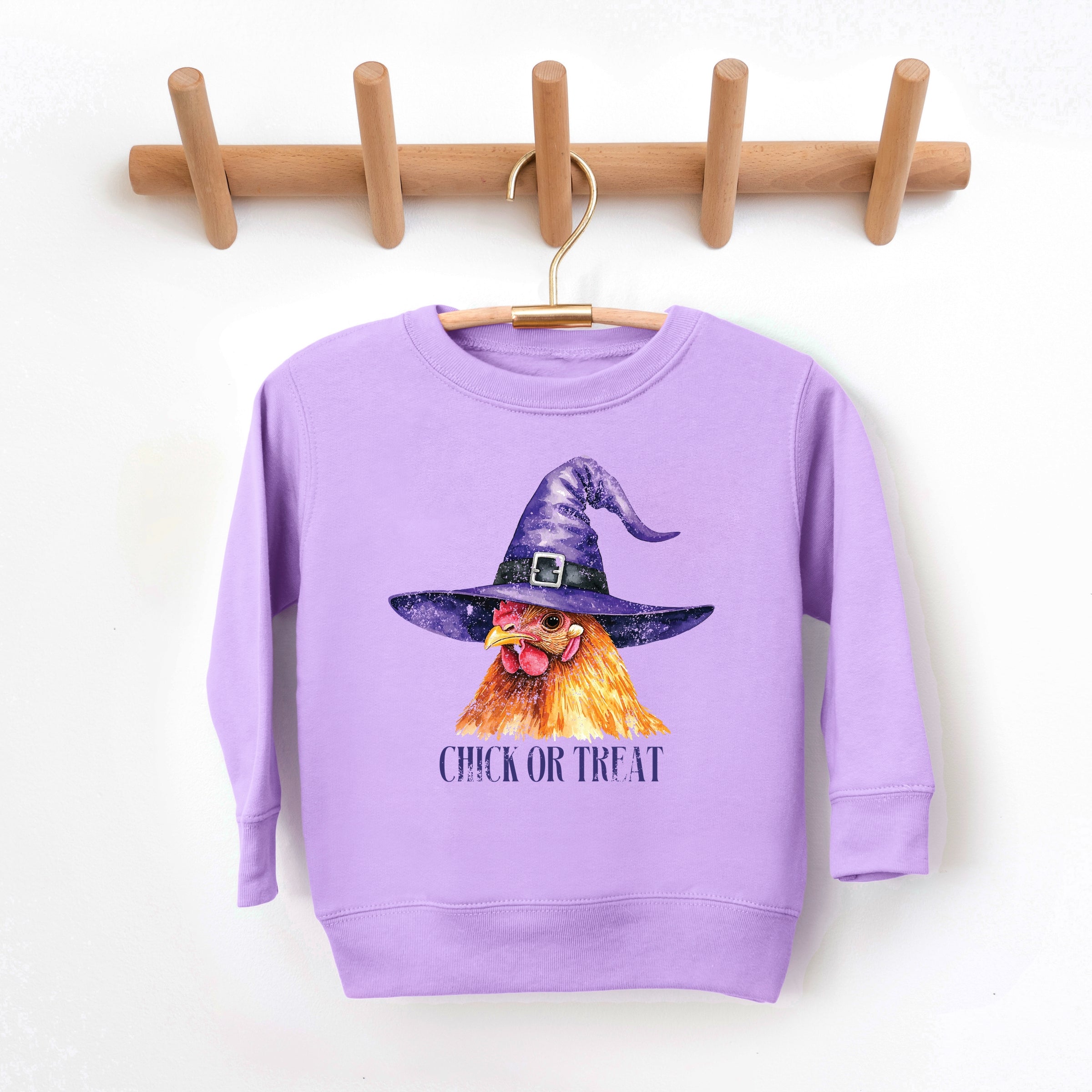 Chick Or Treat Watercolor Distressed - Toddler Graphic Sweatshirt and Youth Graphic Sweatshirt