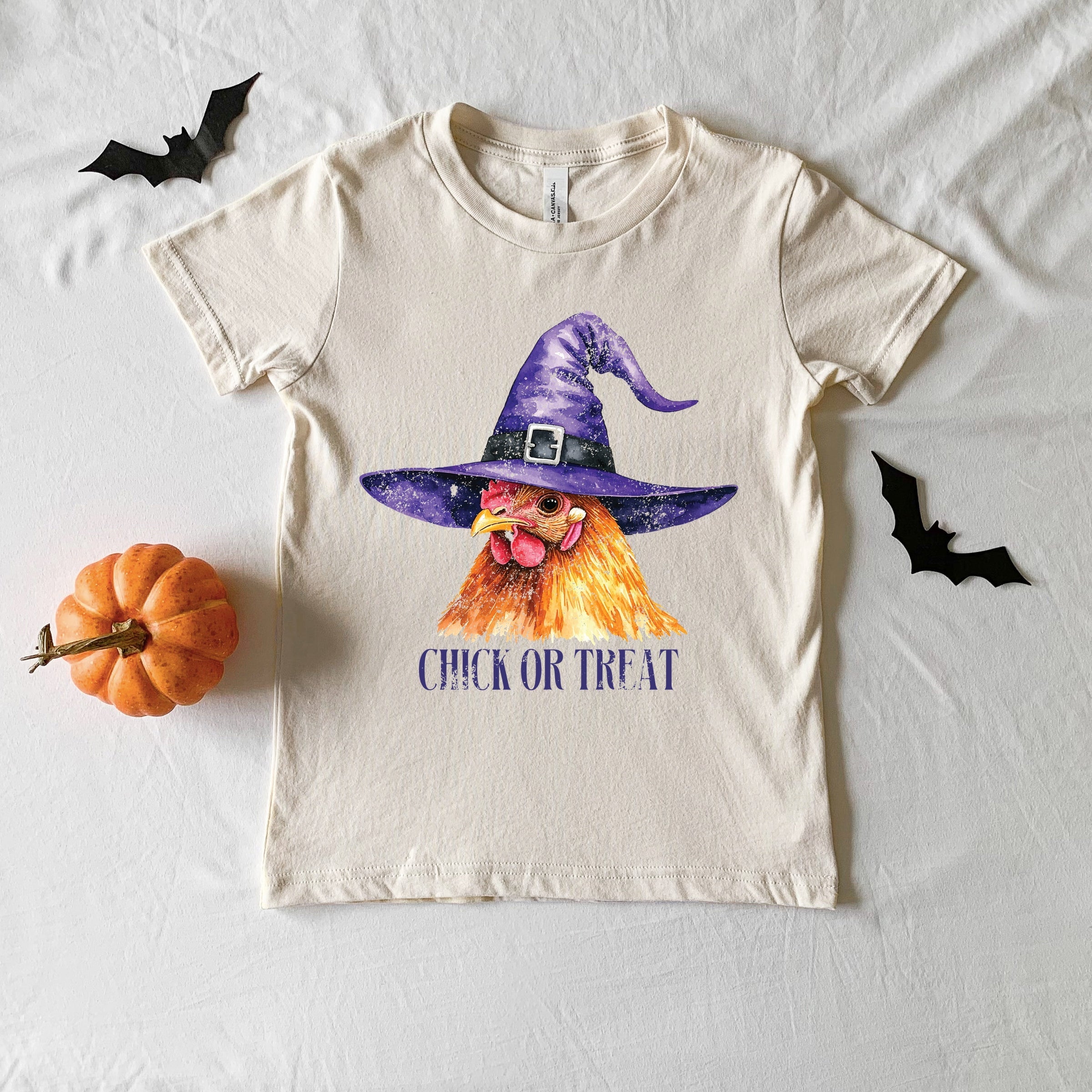 Chick Or Treat Watercolor Distressed - Youth Short Sleeve Graphic T-Shirt and Toddler Short Sleeve Graphic T-Shirt