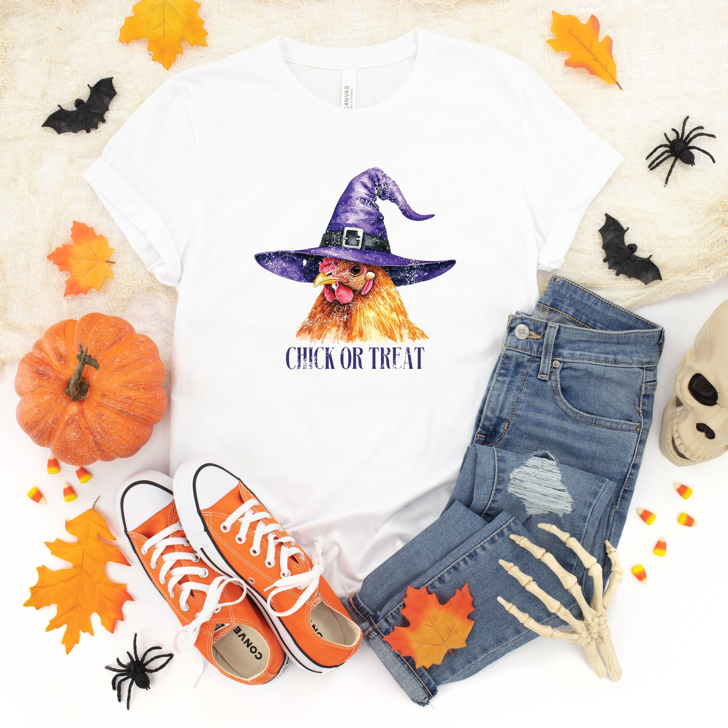 Chick Or Treat Watercolor Distressed - Youth Short Sleeve Graphic T-Shirt and Toddler Short Sleeve Graphic T-Shirt