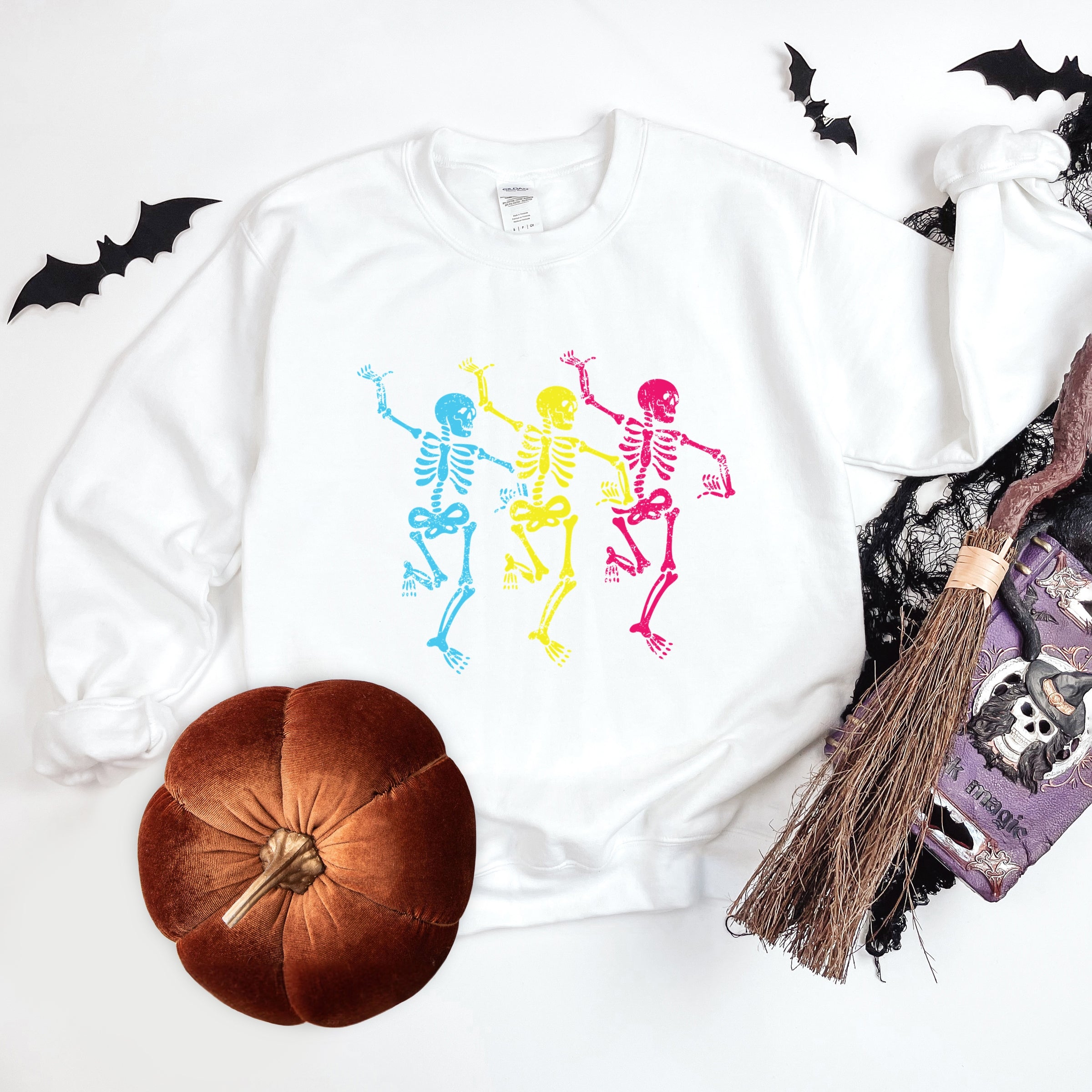 Three Skeletons Dancing Neon -  Women's Graphic Sweatshirt
