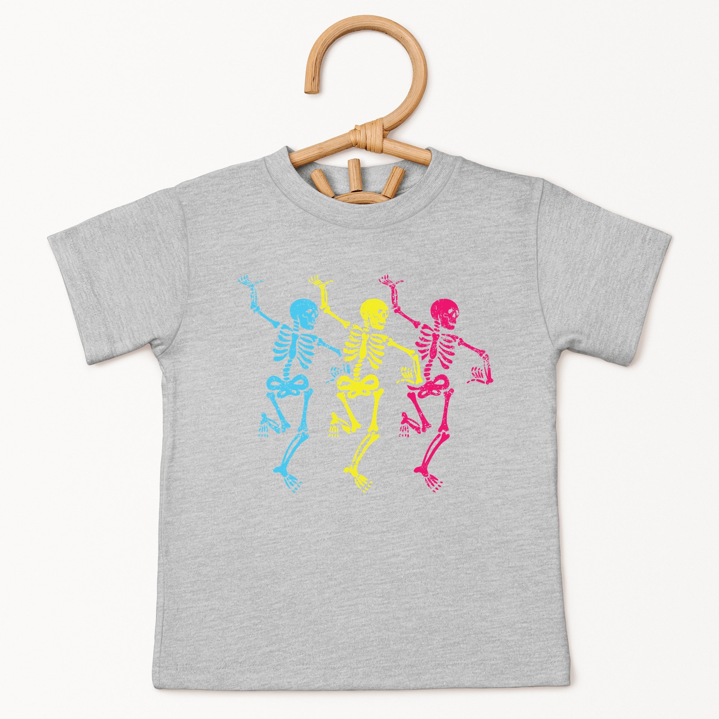 Three Skeletons Dancing Neon - Youth Short Sleeve Graphic T-Shirt and Toddler Short Sleeve Graphic T-Shirt