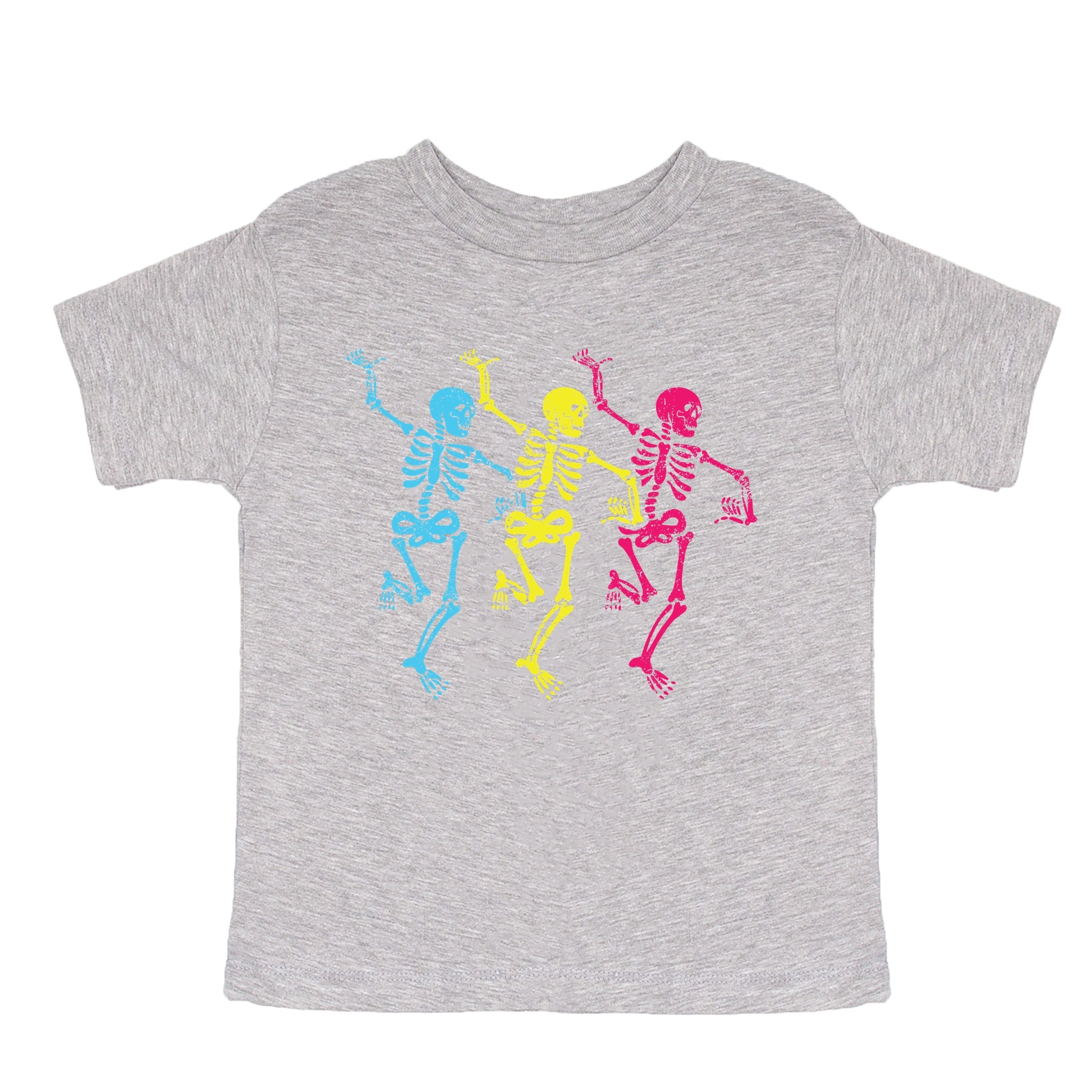 Three Skeletons Dancing Neon - Youth Short Sleeve Graphic T-Shirt and Toddler Short Sleeve Graphic T-Shirt