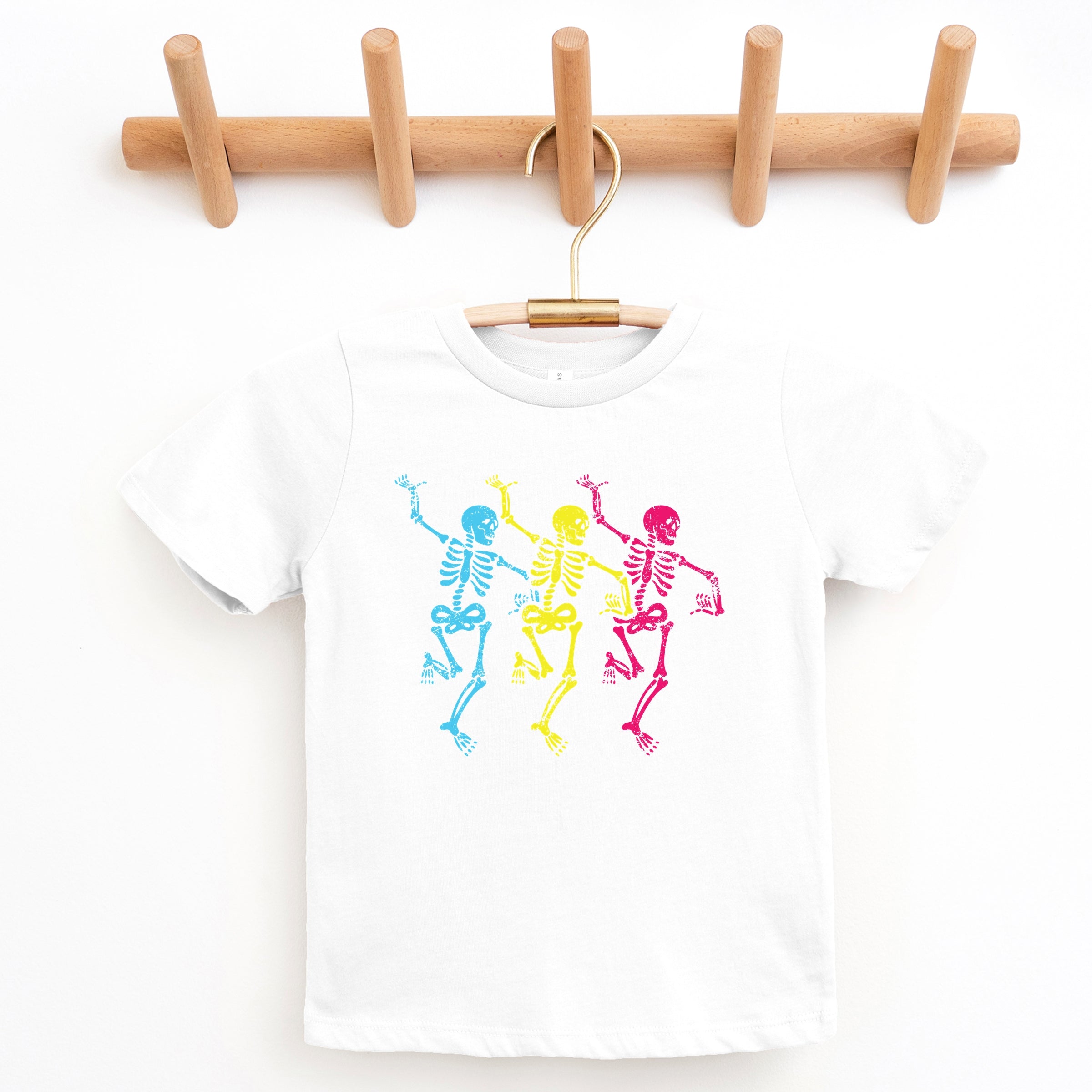 Three Skeletons Dancing Neon - Youth Short Sleeve Graphic T-Shirt and Toddler Short Sleeve Graphic T-Shirt