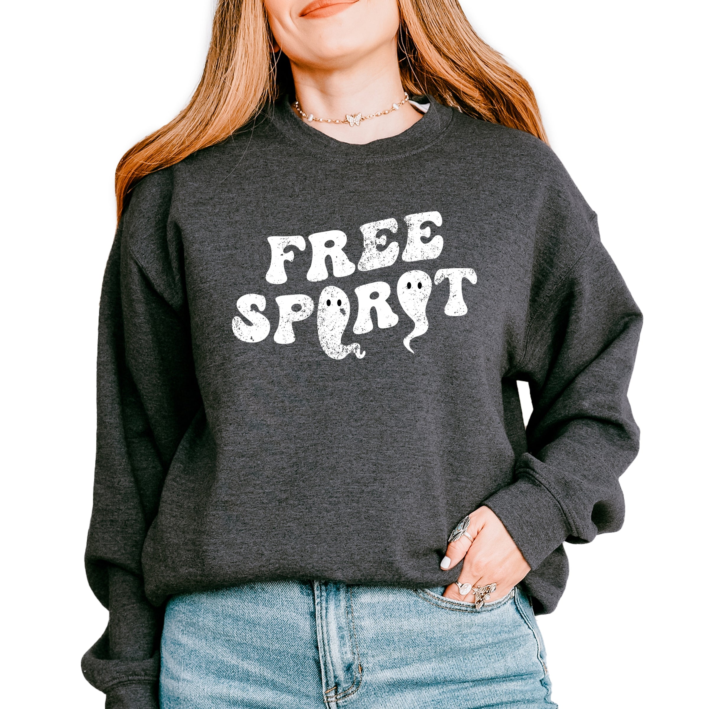 Free Spirit Ghost Distressed - Women's Graphic Sweatshirt