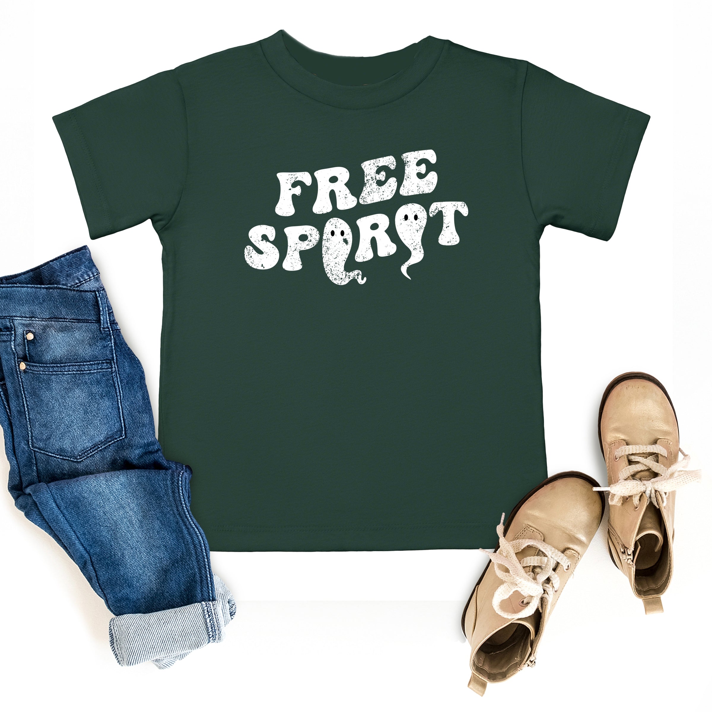 Free Spirit Ghost Distressed  - Toddler Short Sleeve Graphic T-Shirt