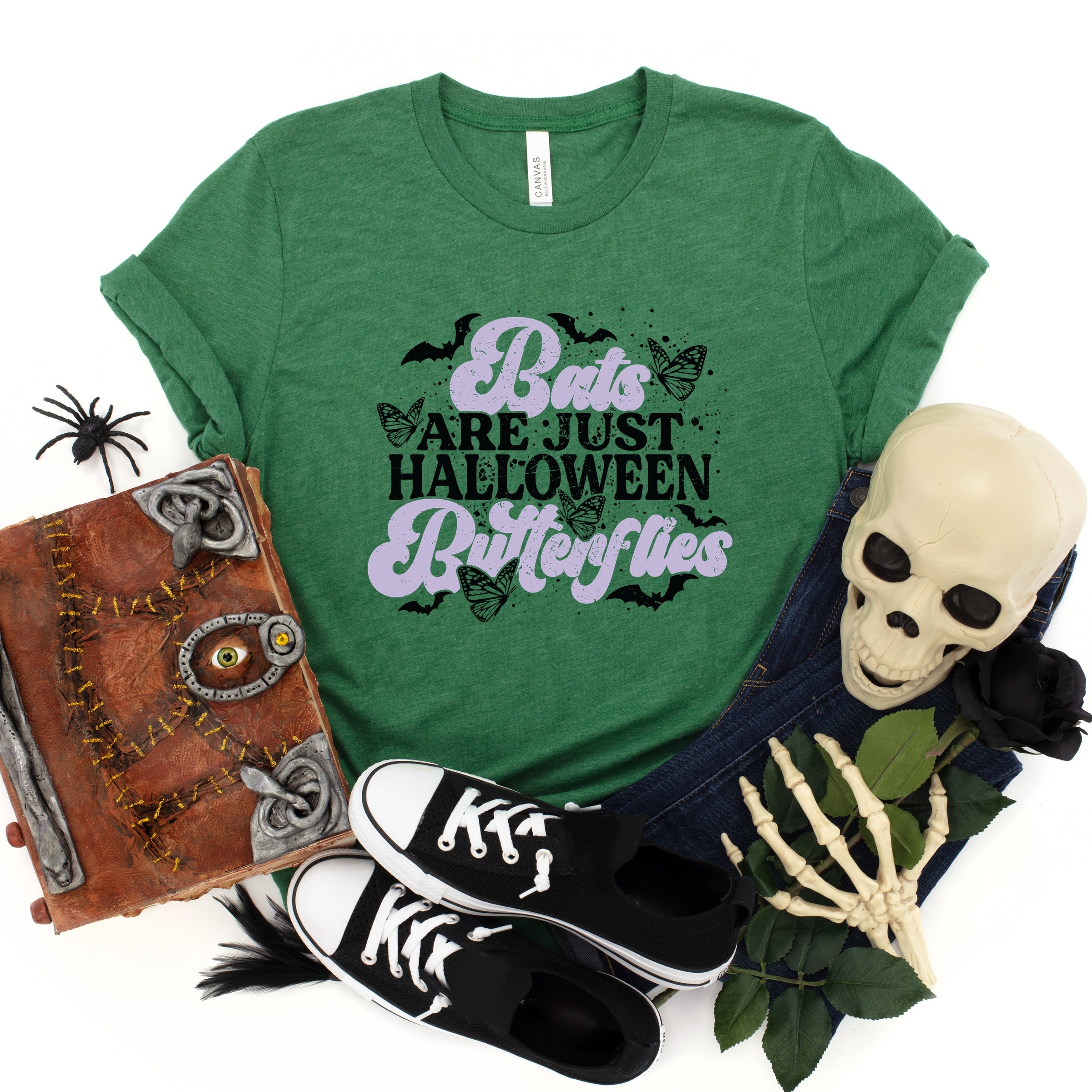 Bats Are Just Halloween Butterflies - Womens Short Sleeve Tee