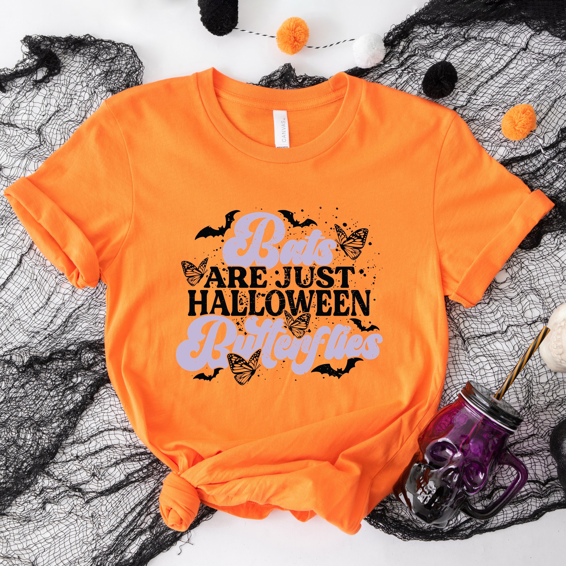 Bats Are Just Halloween Butterflies - Womens Short Sleeve Tee