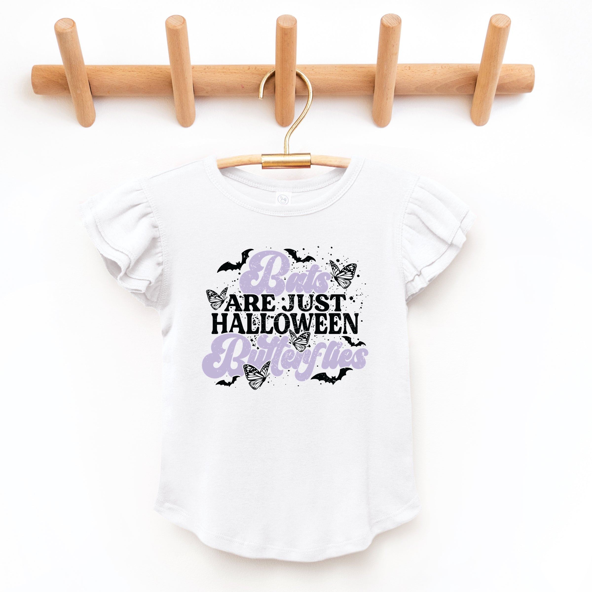 Bats Are Just Halloween Butterflies - Flutter Sleeve Graphic T-Shirt