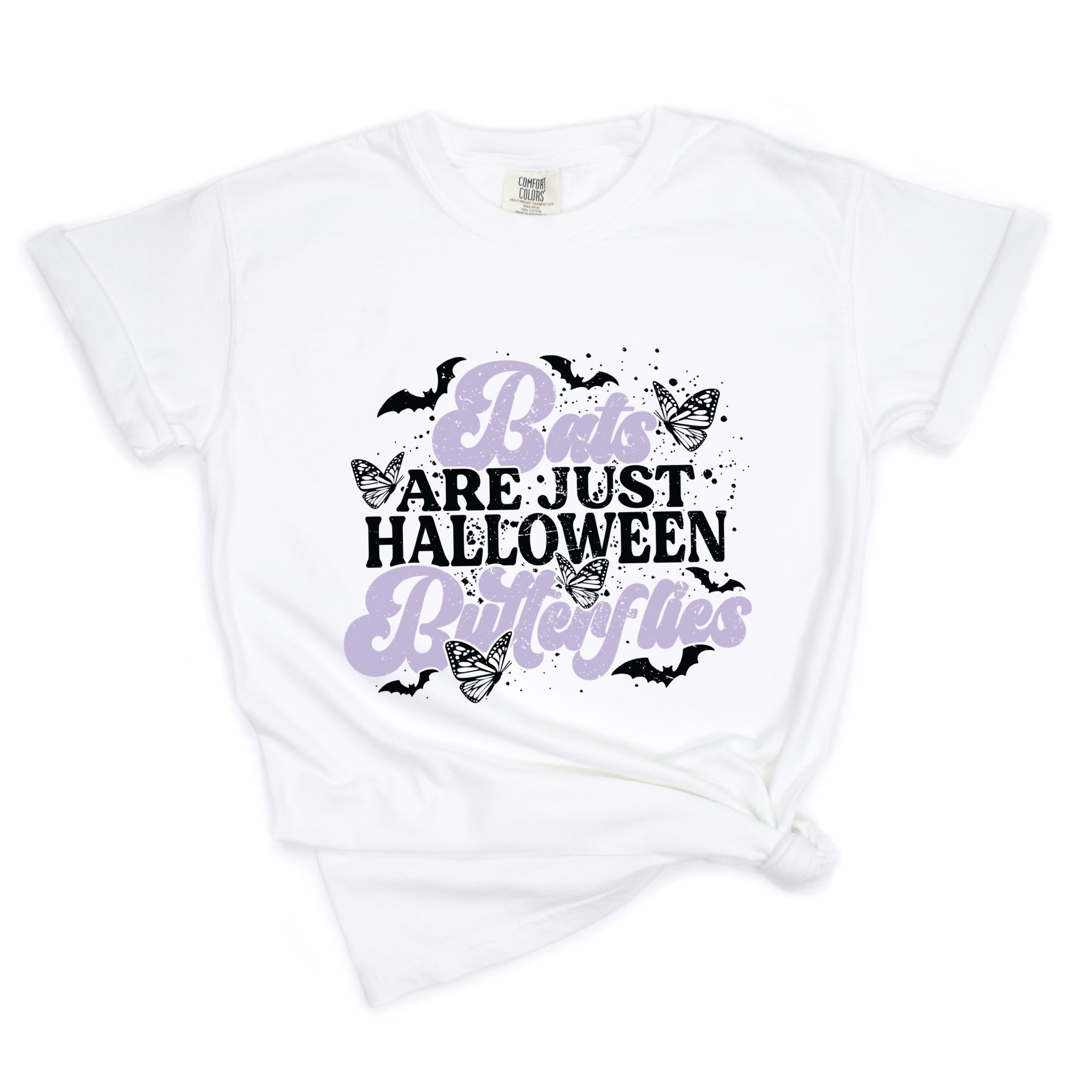 Bats Are Just Halloween Butterflies - Womens Garment Dyed Tee
