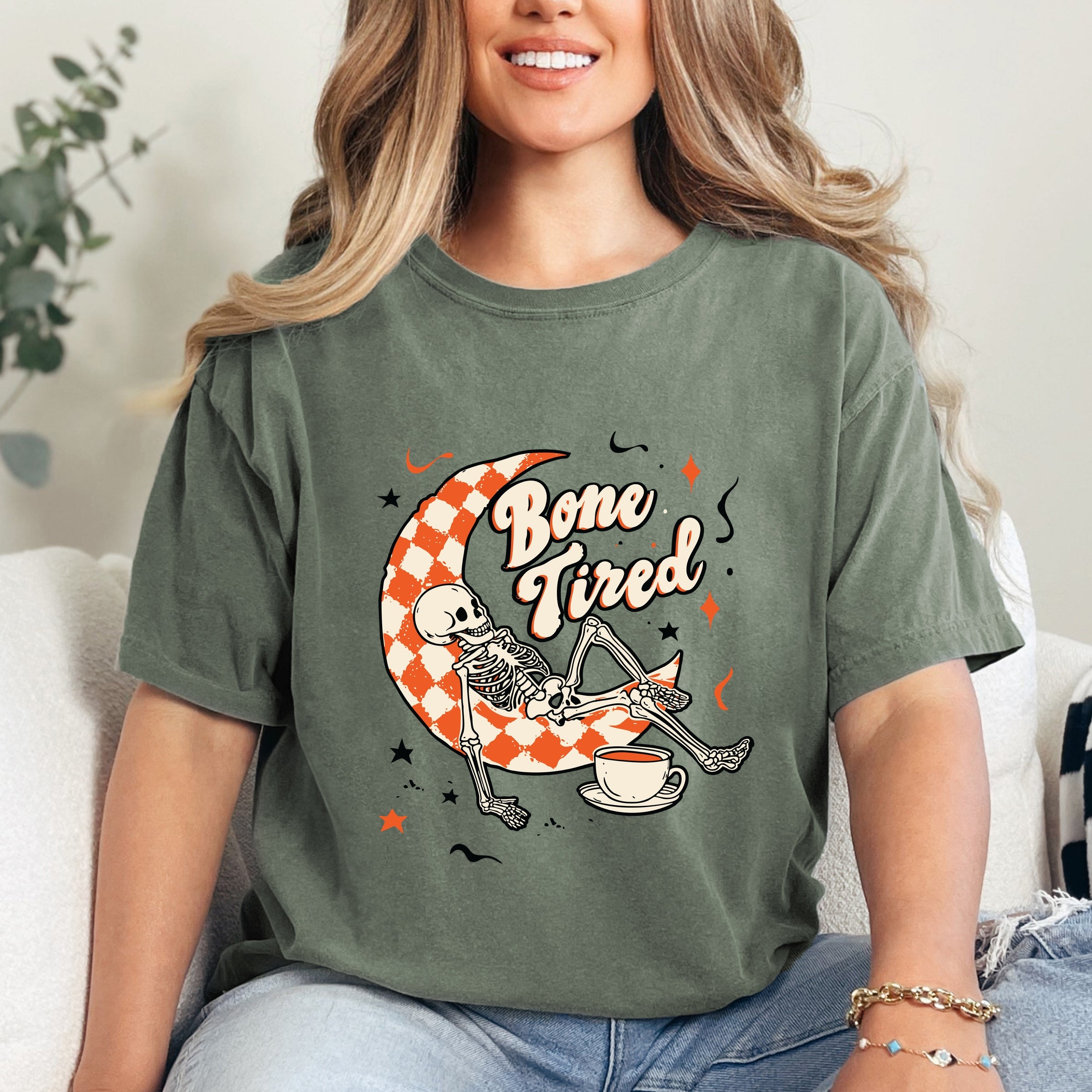 Bone Tired Moon - Womens Garment Dyed Tee