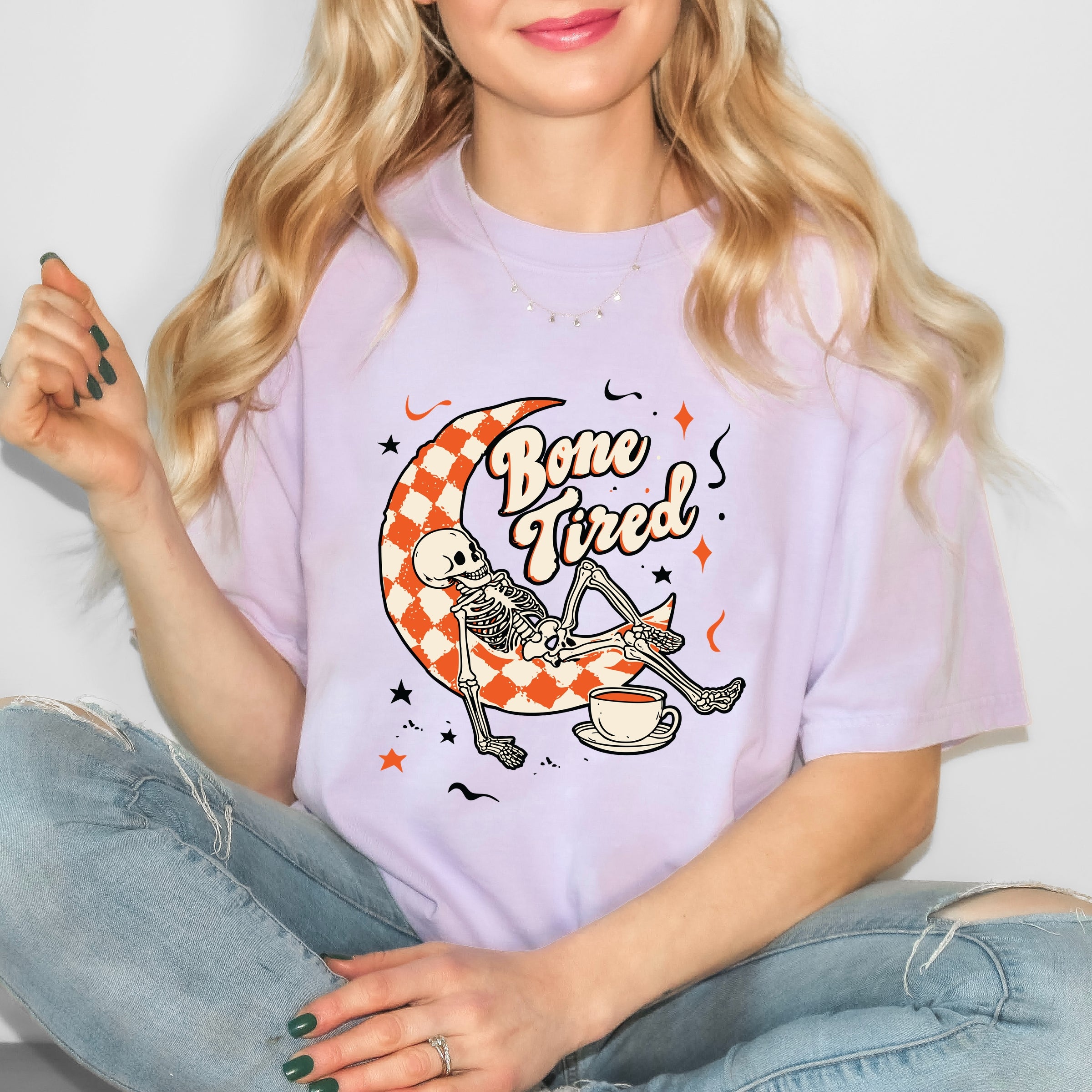 Bone Tired Moon - Womens Garment Dyed Tee