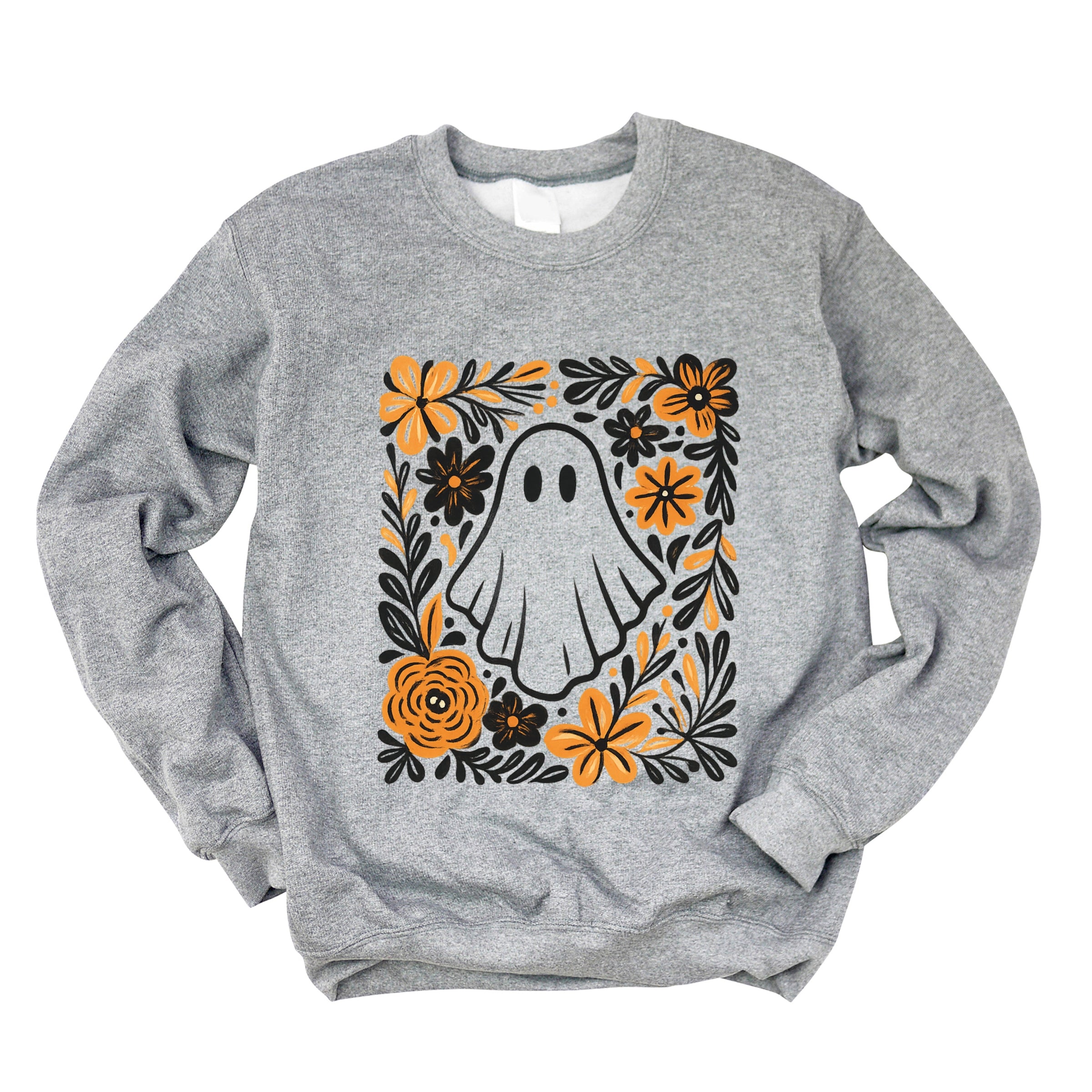 Ghost Floral Orange -  Womens Sweatshirt