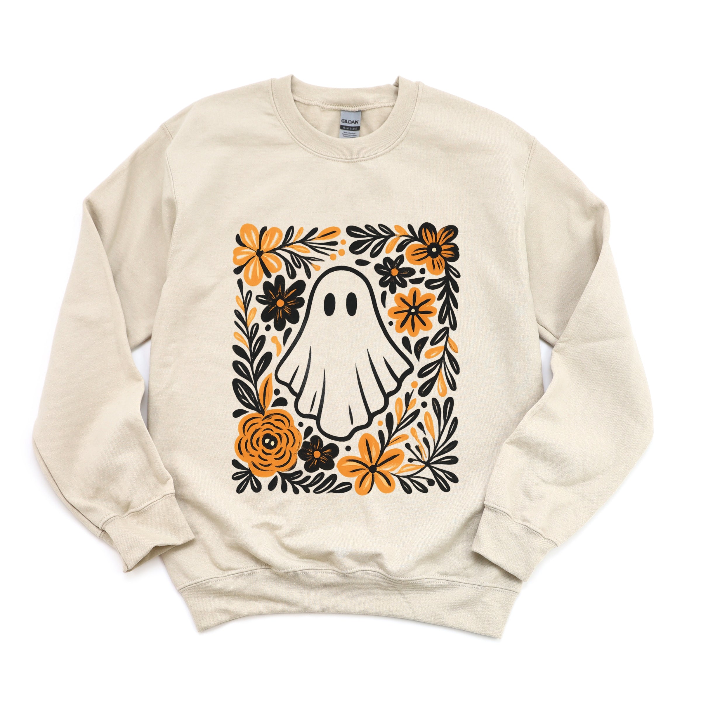 Ghost Floral Orange -  Womens Sweatshirt