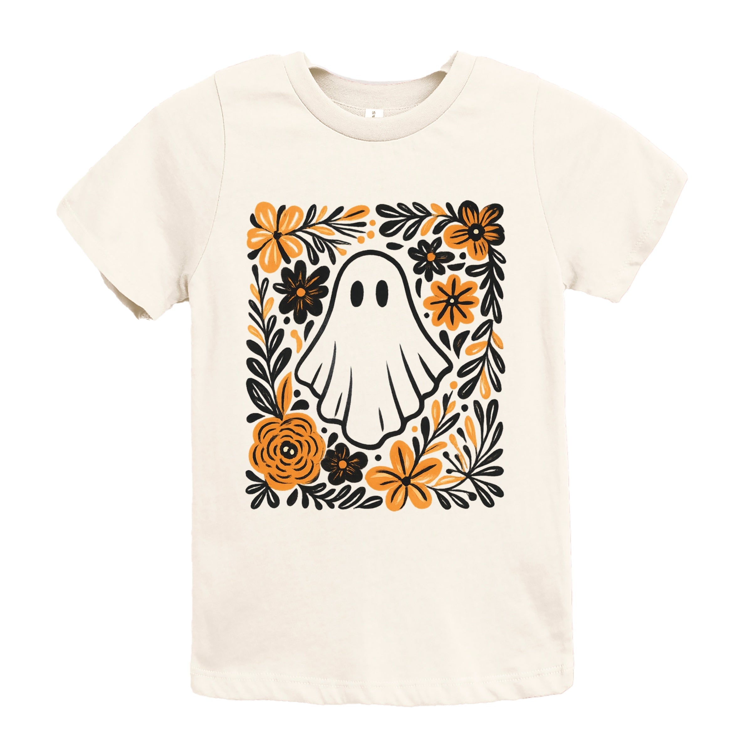 Ghost Floral Orange - Youth Short Sleeve Graphic T-Shirt and Toddler Short Sleeve Graphic T-Shirt