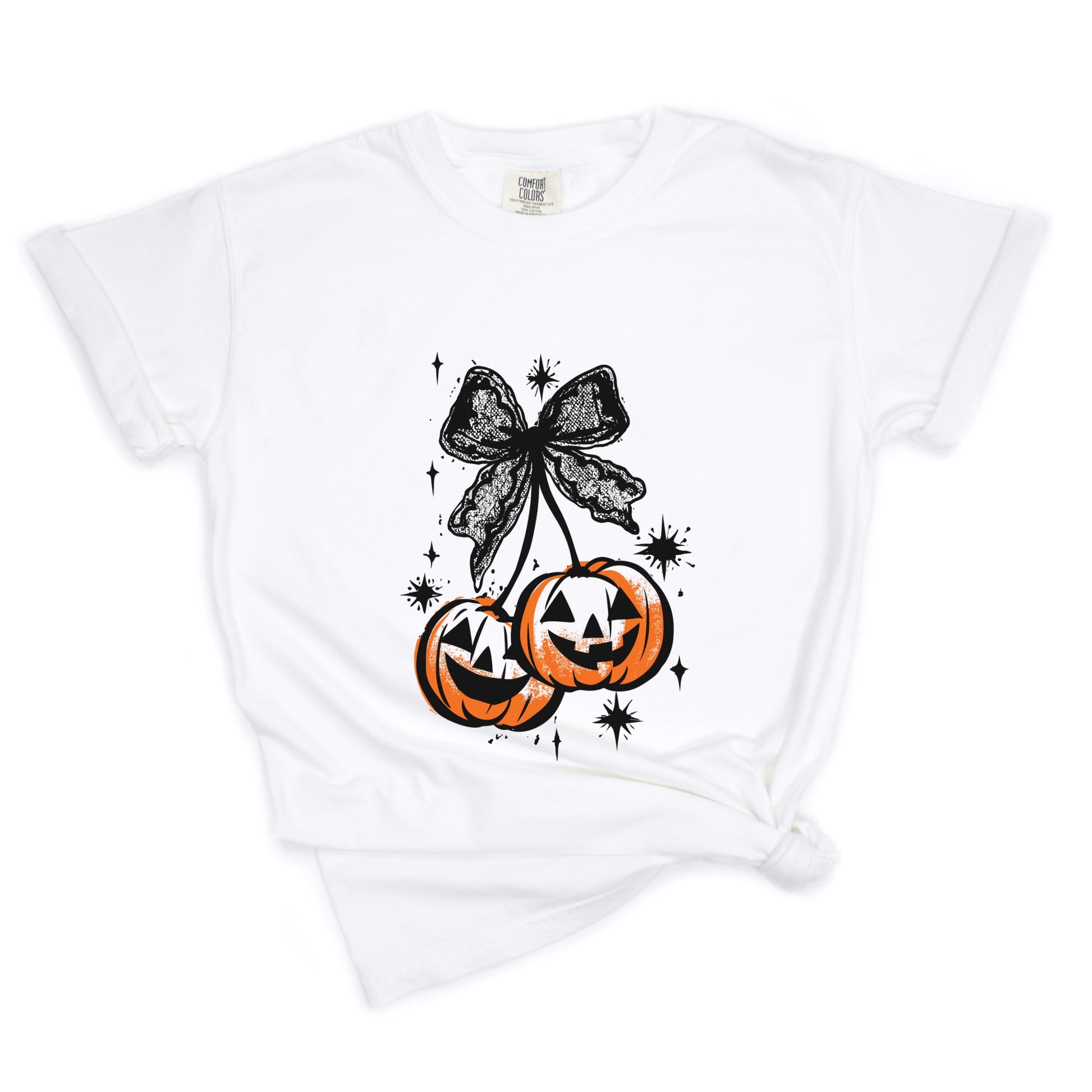 Coquette Pumpkin Cherries - Womens Garment Dyed Tee