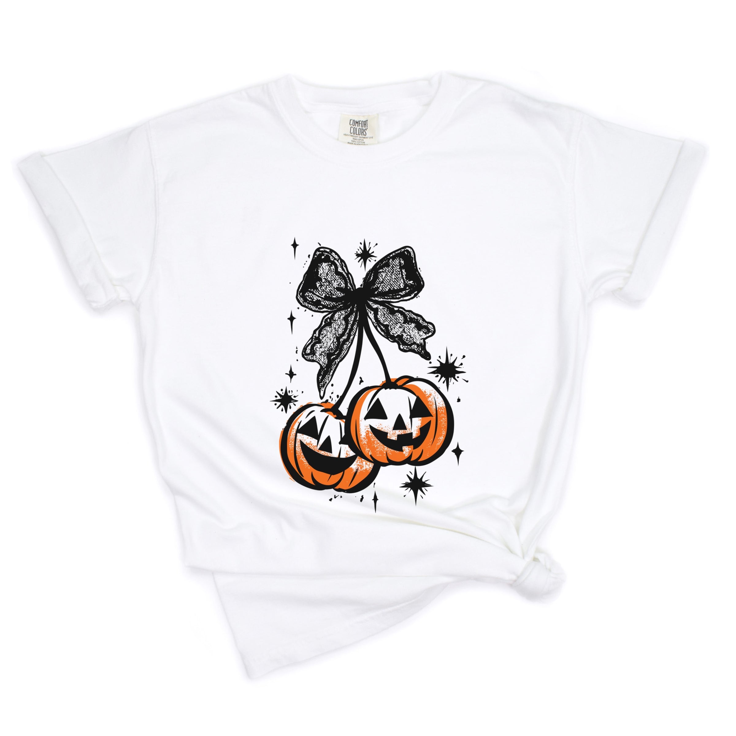 Coquette Pumpkin Cherries - Womens Garment Dyed Tee