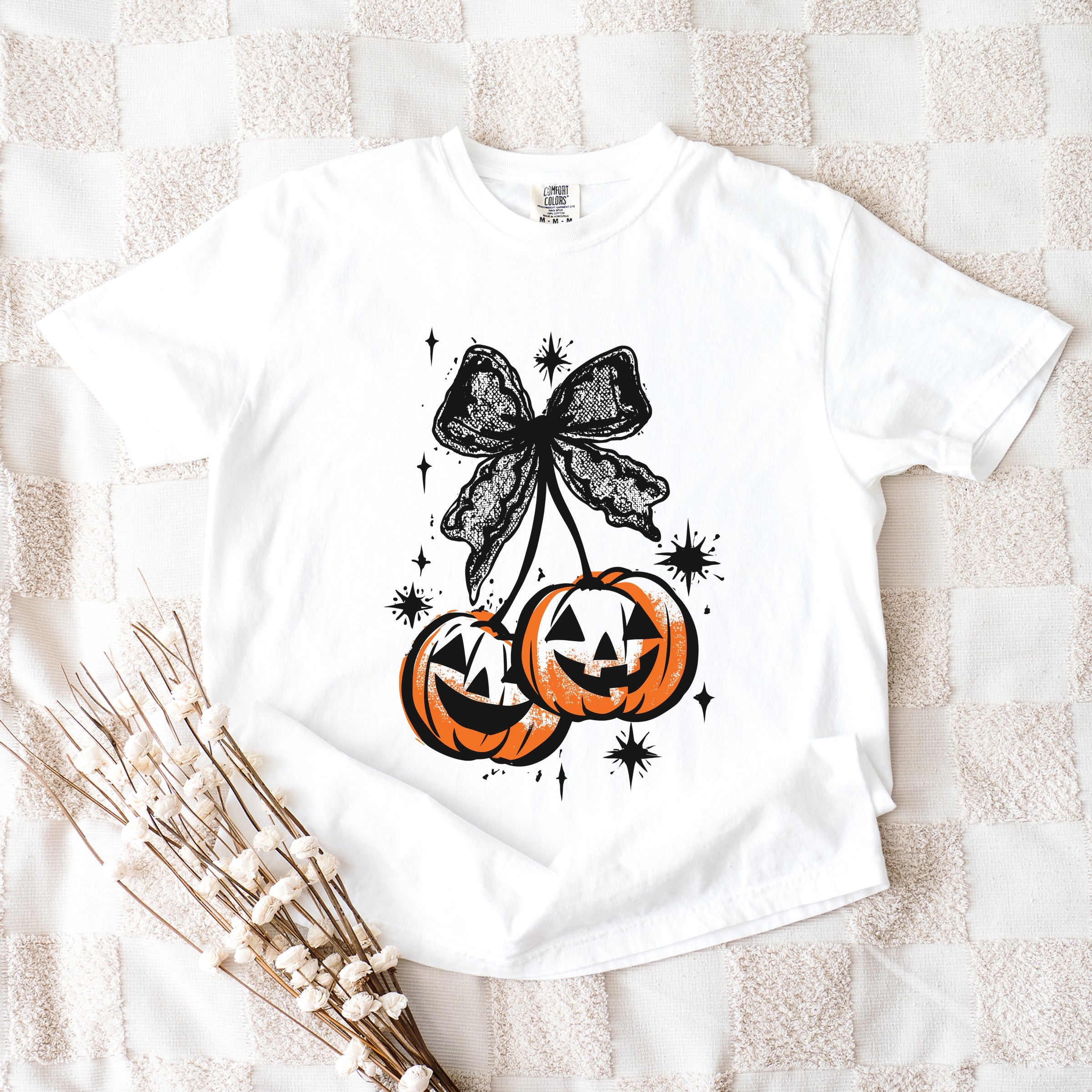 Coquette Pumpkin Cherries - Womens Garment Dyed Tee