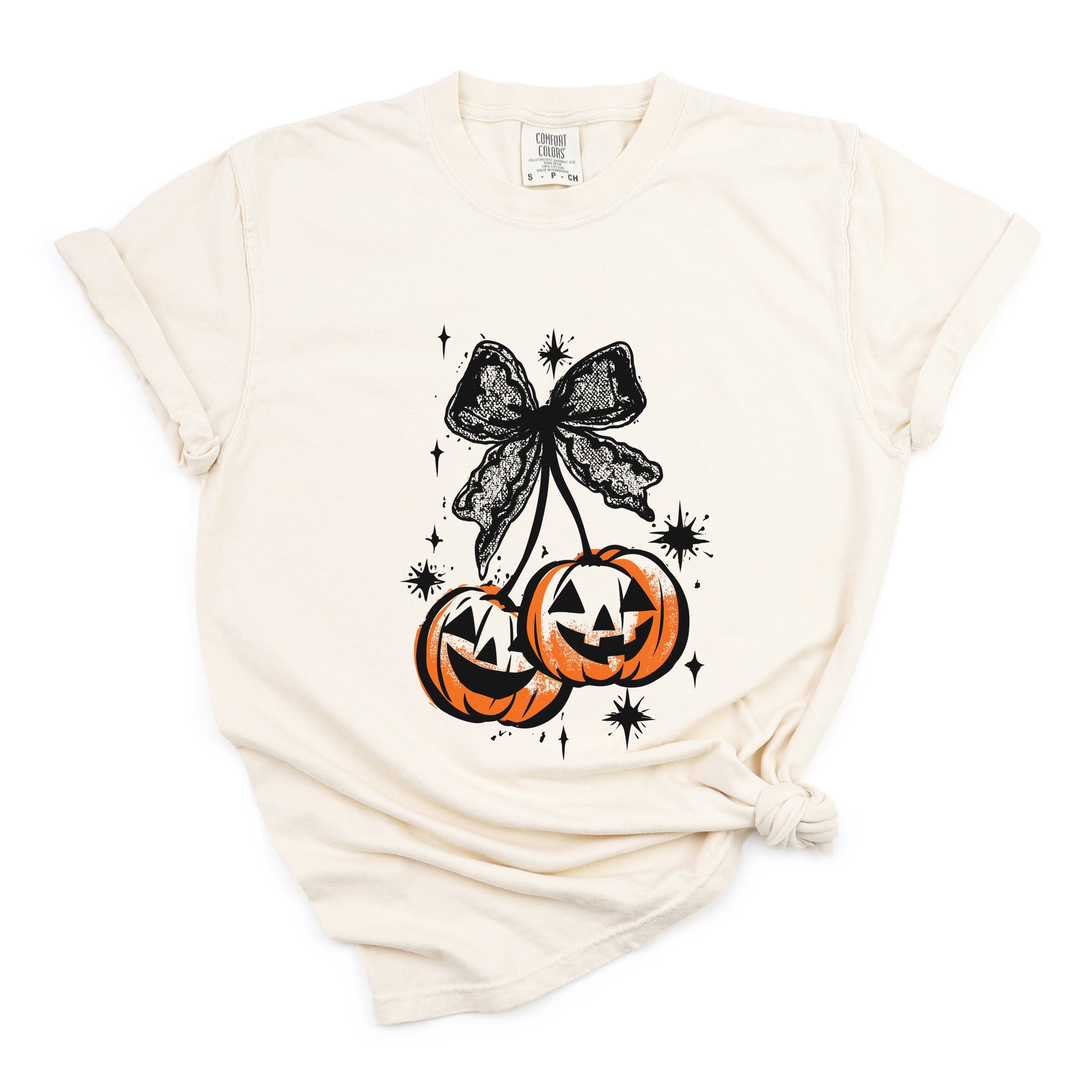 Coquette Pumpkin Cherries - Womens Garment Dyed Tee
