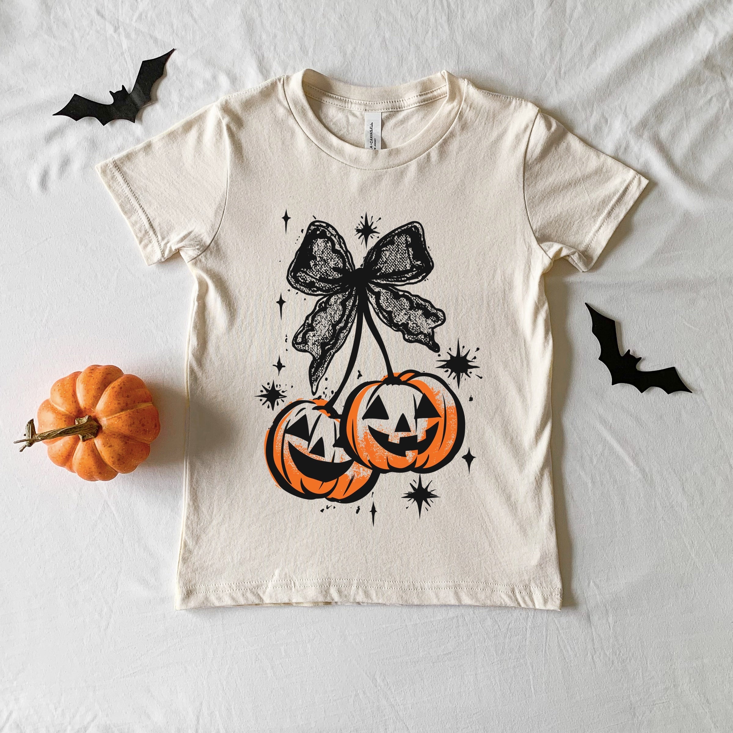 Coquette Pumpkin Cherries - Youth Short Sleeve Graphic T-Shirt and Toddler Short Sleeve Graphic T-Shirt