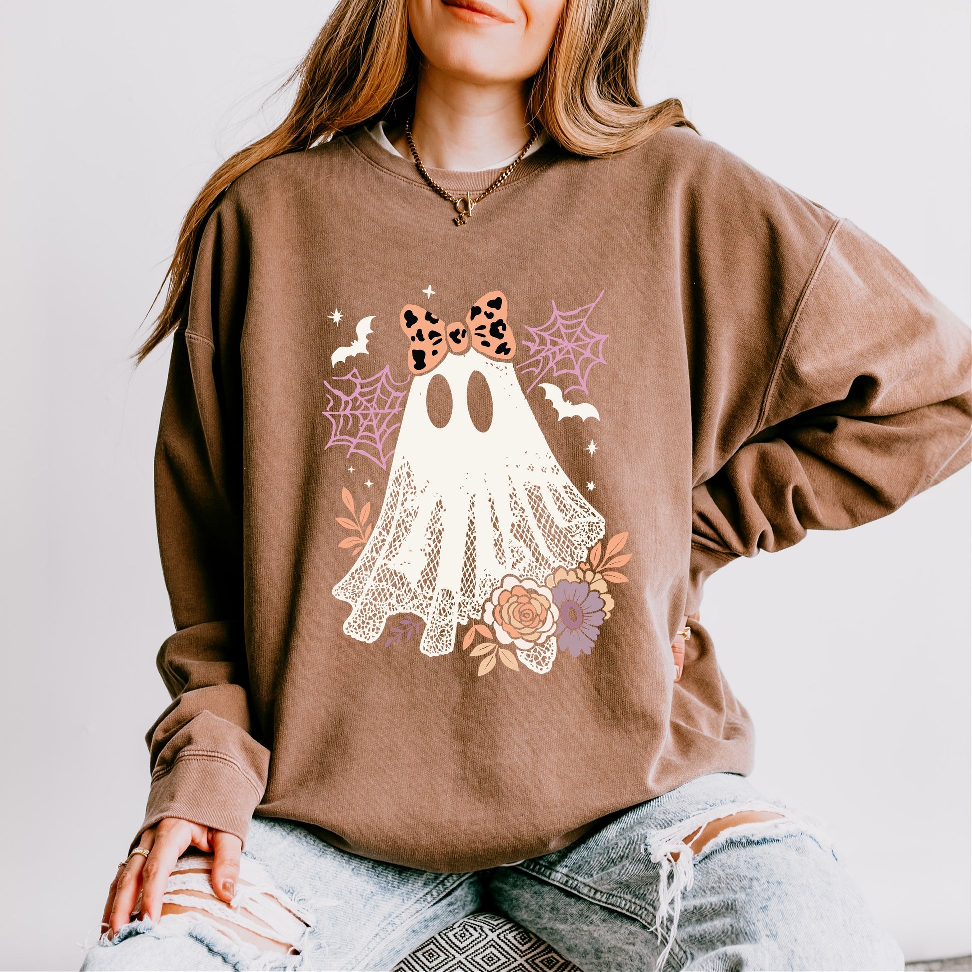 Coquette Ghost Roses  - Womens Lightweight Garment Dyed Sweatshirt