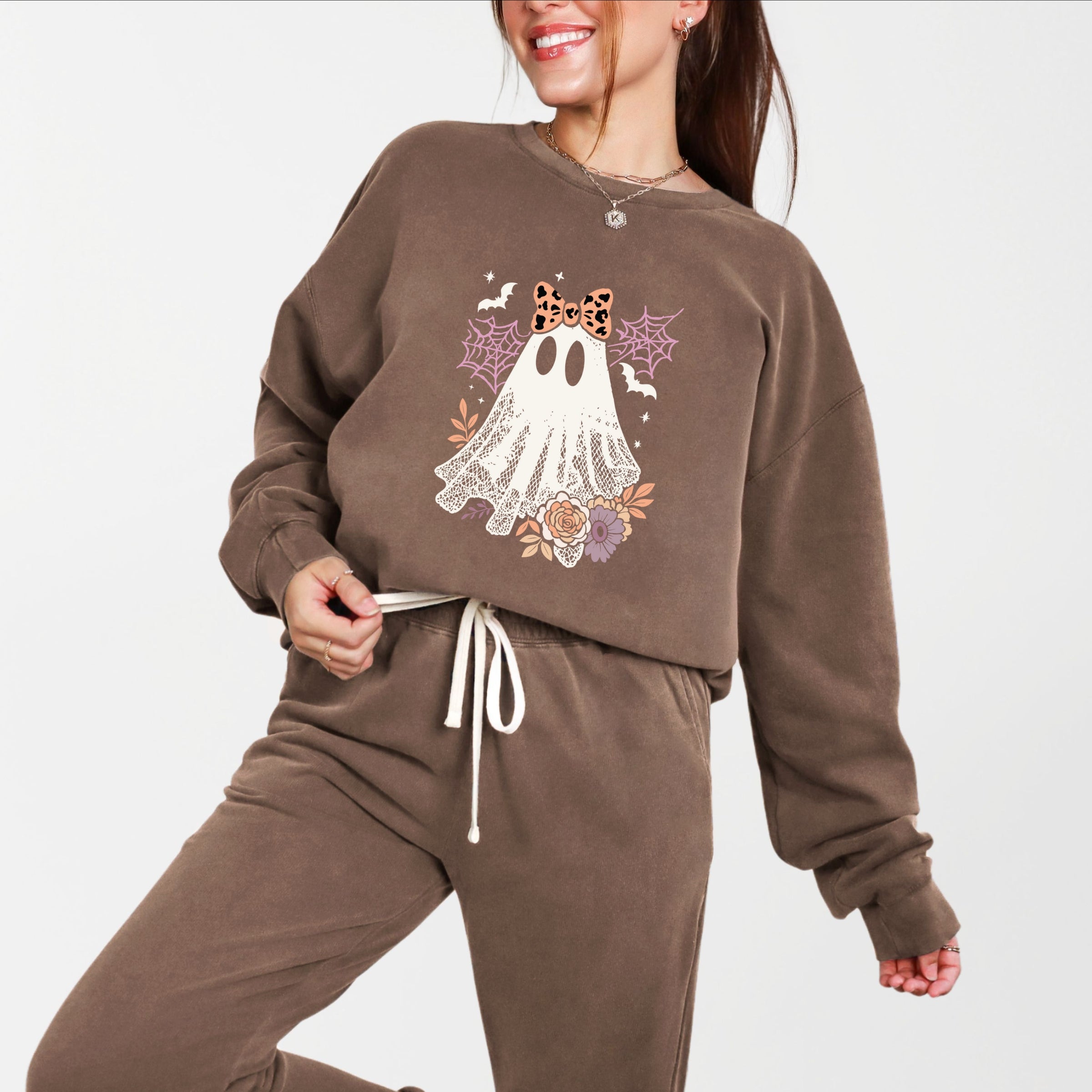 Coquette Ghost Roses  - Womens Lightweight Garment Dyed Sweatshirt