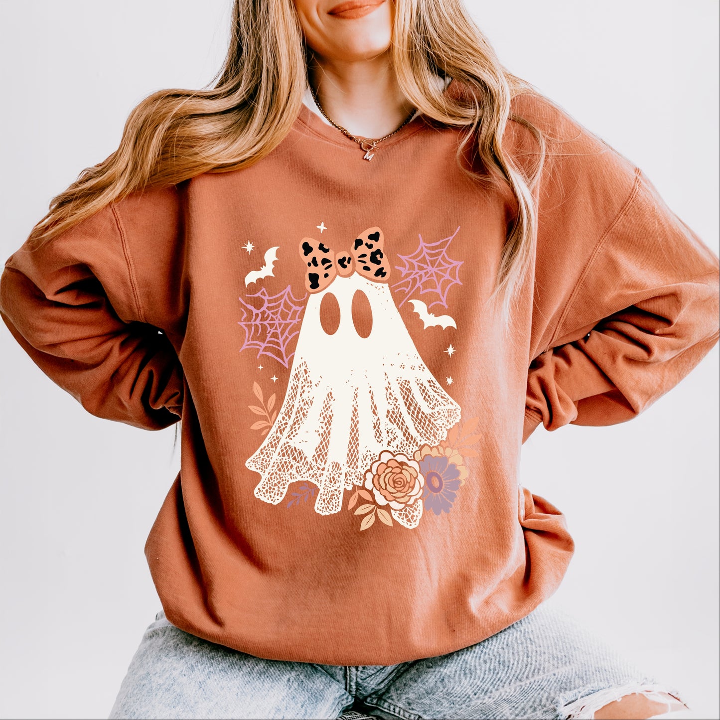 Coquette Ghost Roses  - Womens Lightweight Garment Dyed Sweatshirt