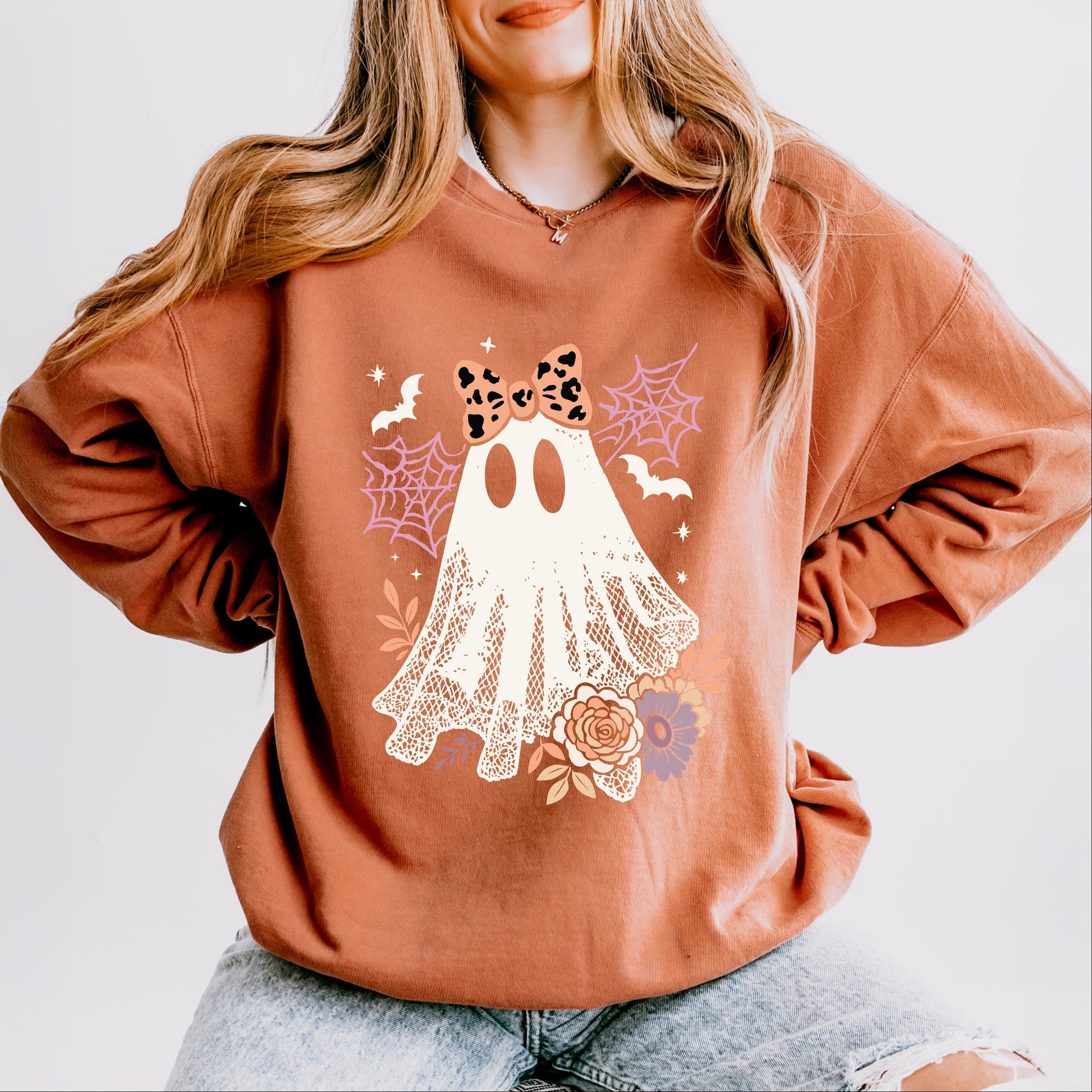Coquette Ghost Roses  - Womens Lightweight Garment Dyed Sweatshirt