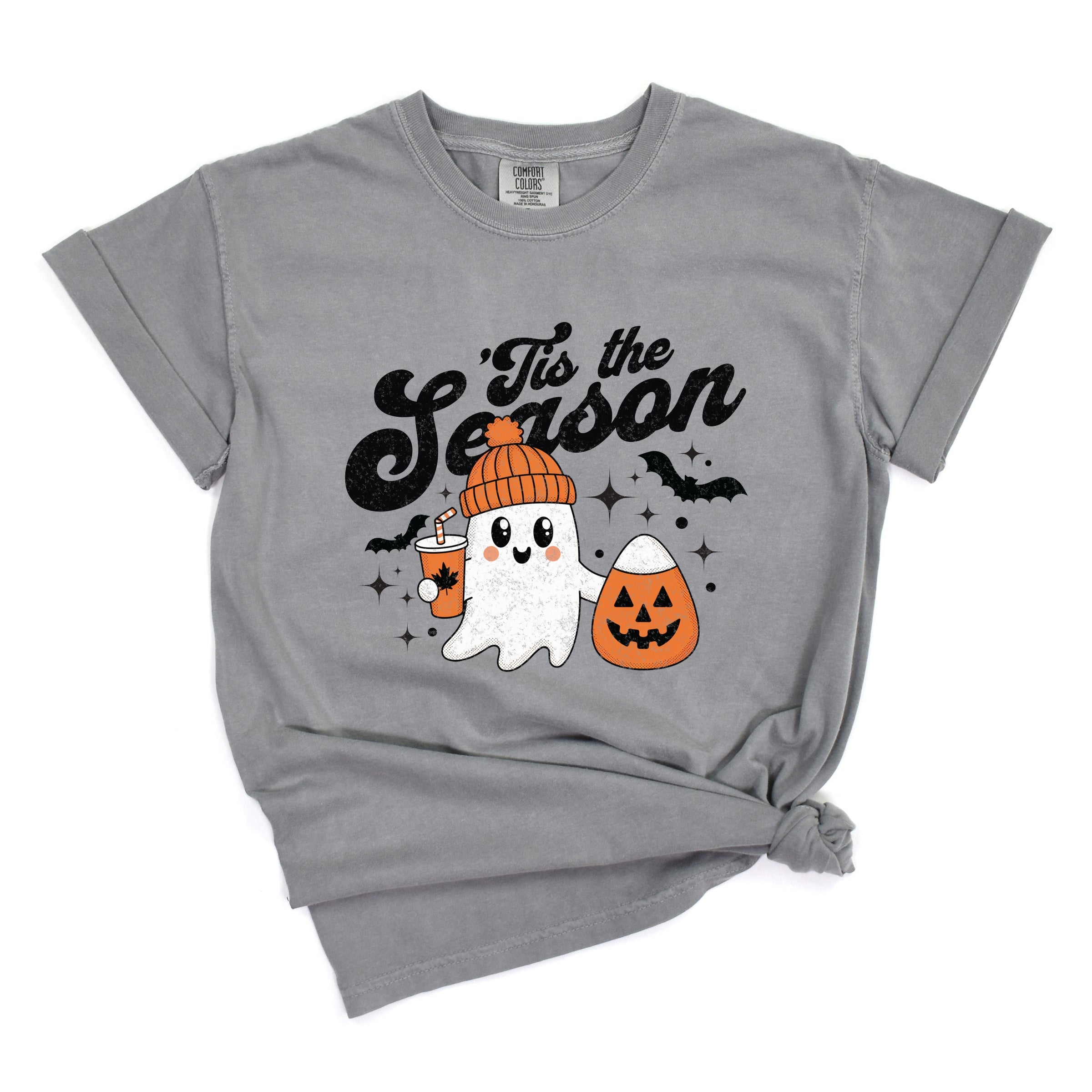 Tis The Season Ghost Retro - Womens Garment Dyed Tee
