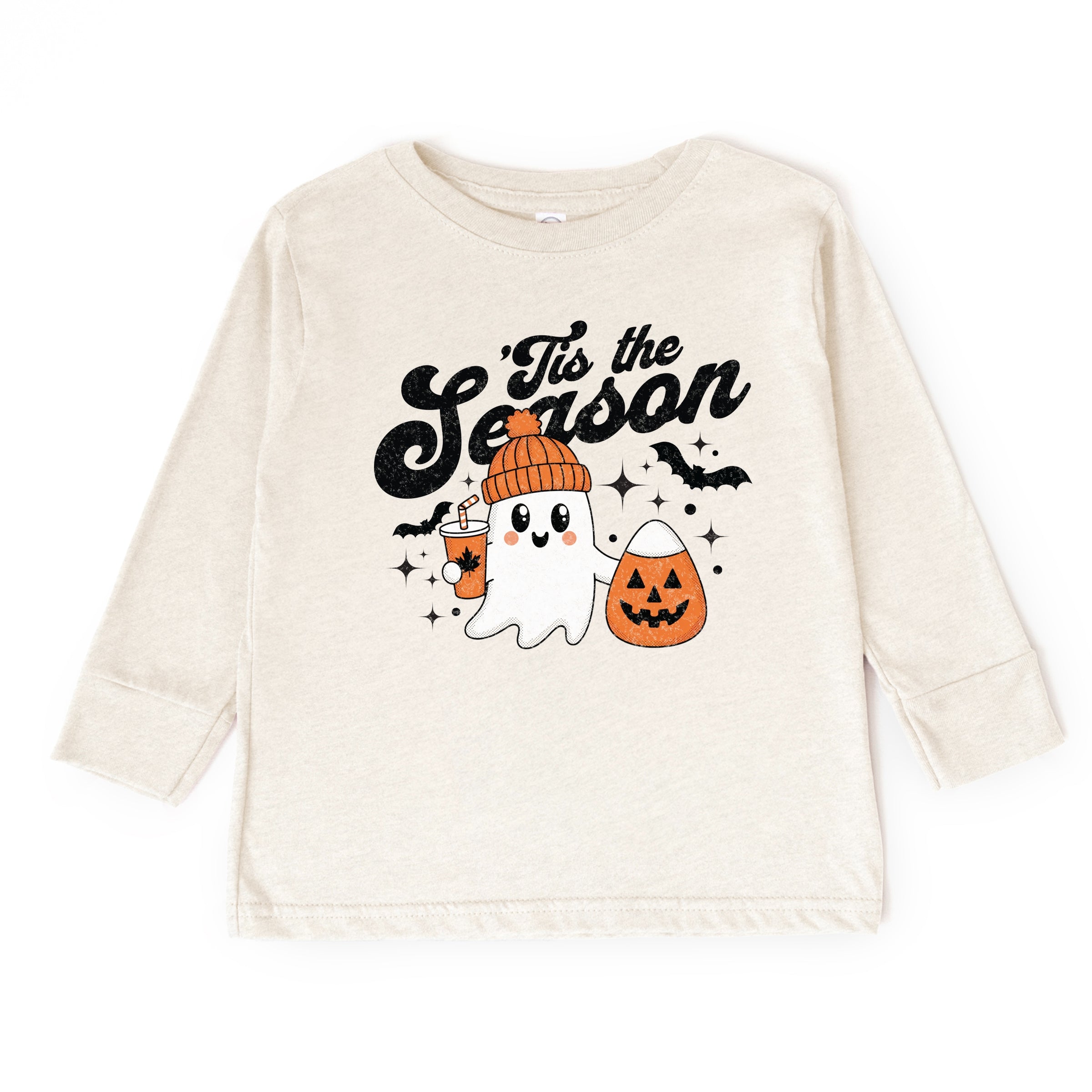 Tis The Season Ghost Retro - Toddler Long Sleeve Graphic Tee and Youth Long Sleeve Graphic T-Shirt