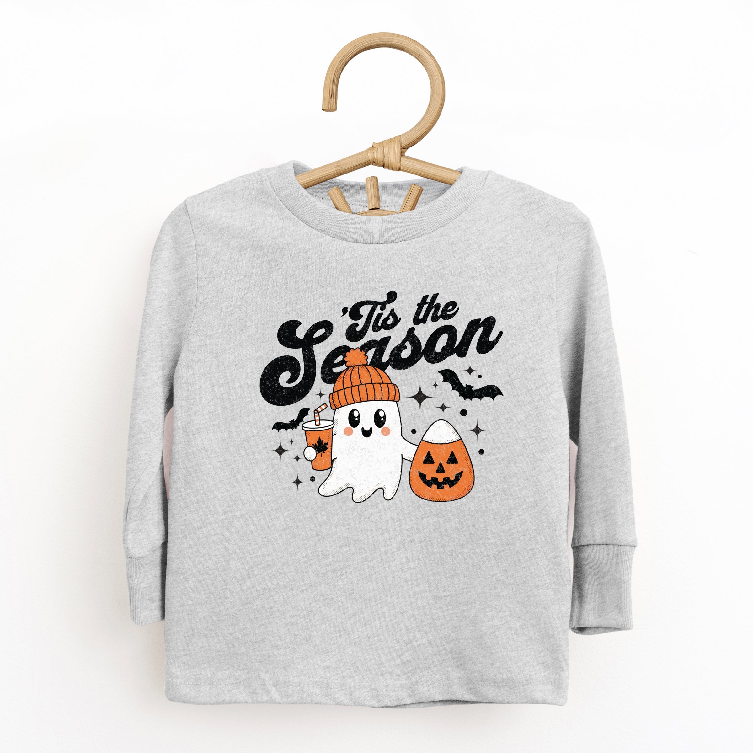 Tis The Season Ghost Retro - Toddler Long Sleeve Graphic Tee and Youth Long Sleeve Graphic T-Shirt