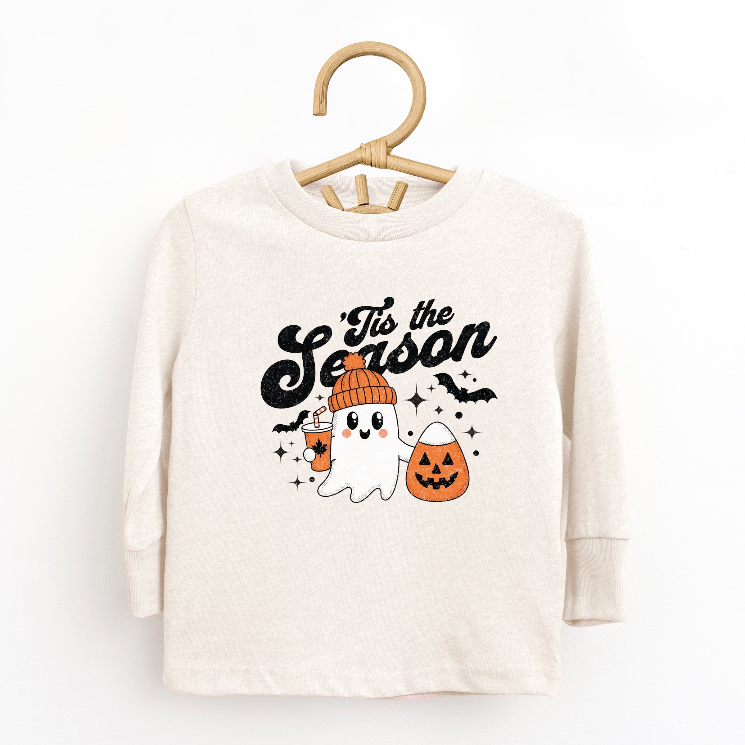 Tis The Season Ghost Retro - Toddler Long Sleeve Graphic Tee and Youth Long Sleeve Graphic T-Shirt