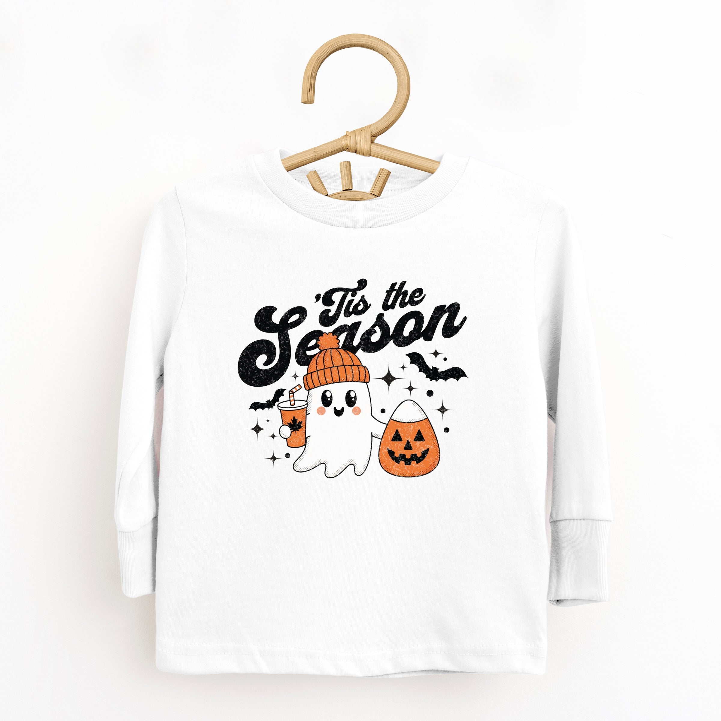 Tis The Season Ghost Retro - Toddler Long Sleeve Graphic Tee and Youth Long Sleeve Graphic T-Shirt