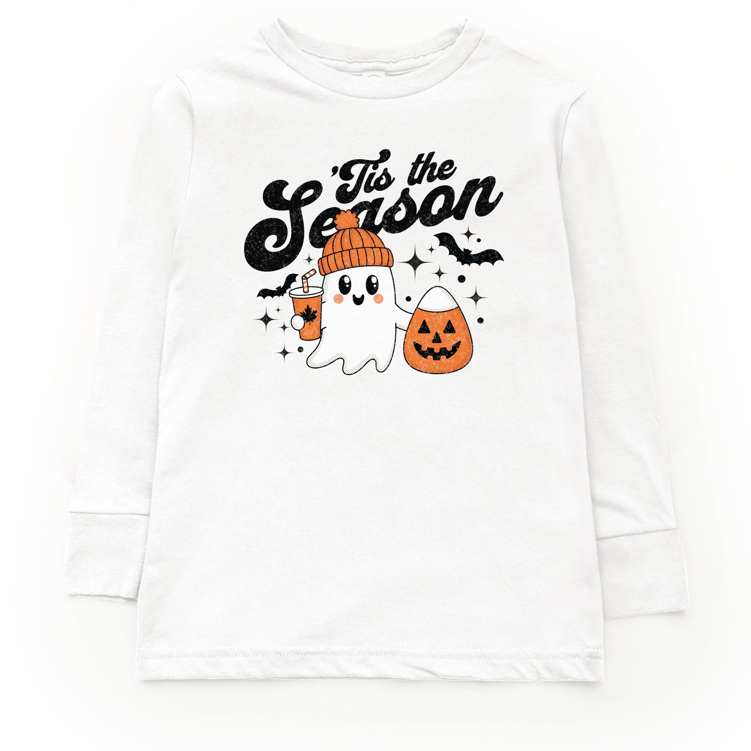 Tis The Season Ghost Retro - Toddler Long Sleeve Graphic Tee and Youth Long Sleeve Graphic T-Shirt