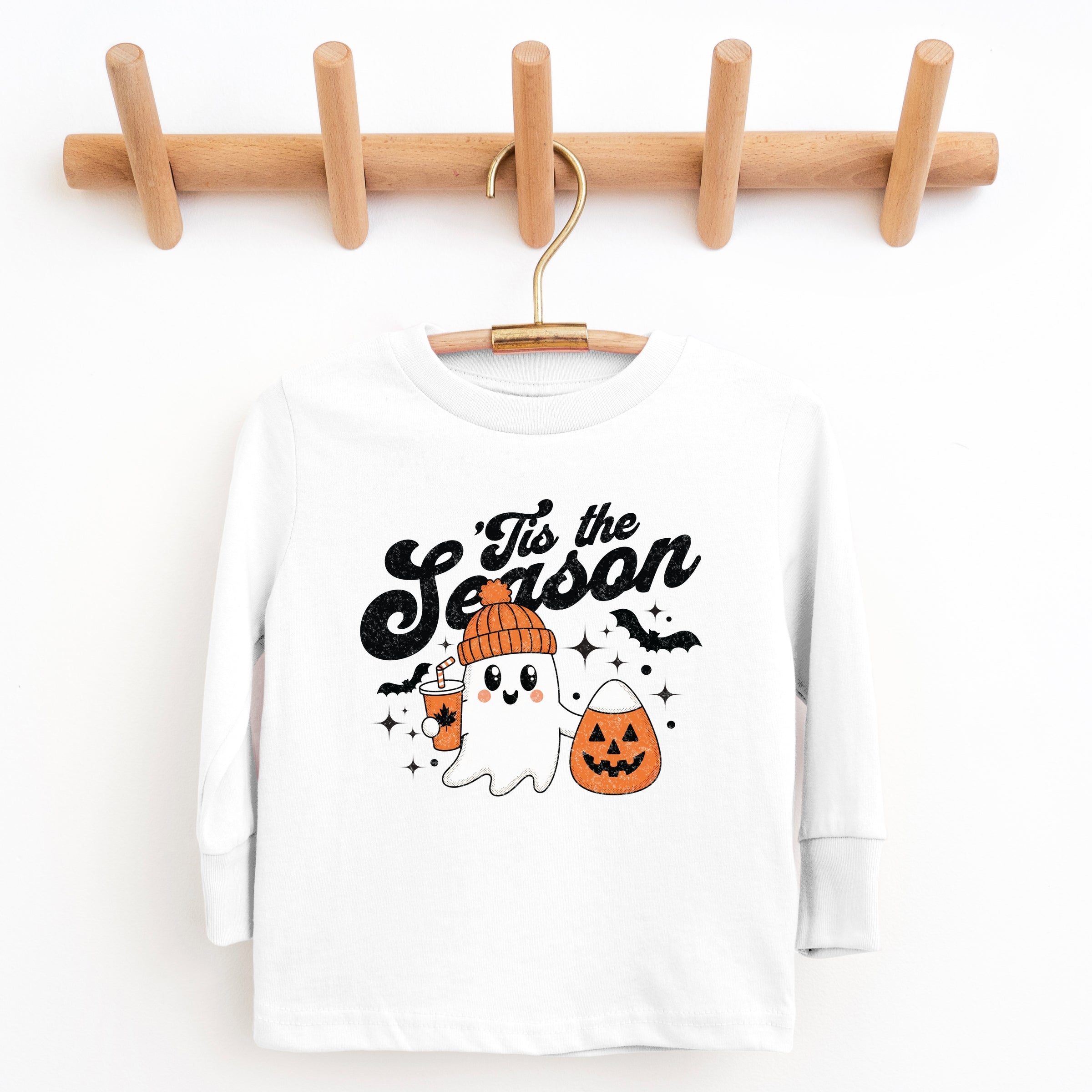 Tis The Season Ghost Retro - Toddler Long Sleeve Graphic Tee and Youth Long Sleeve Graphic T-Shirt