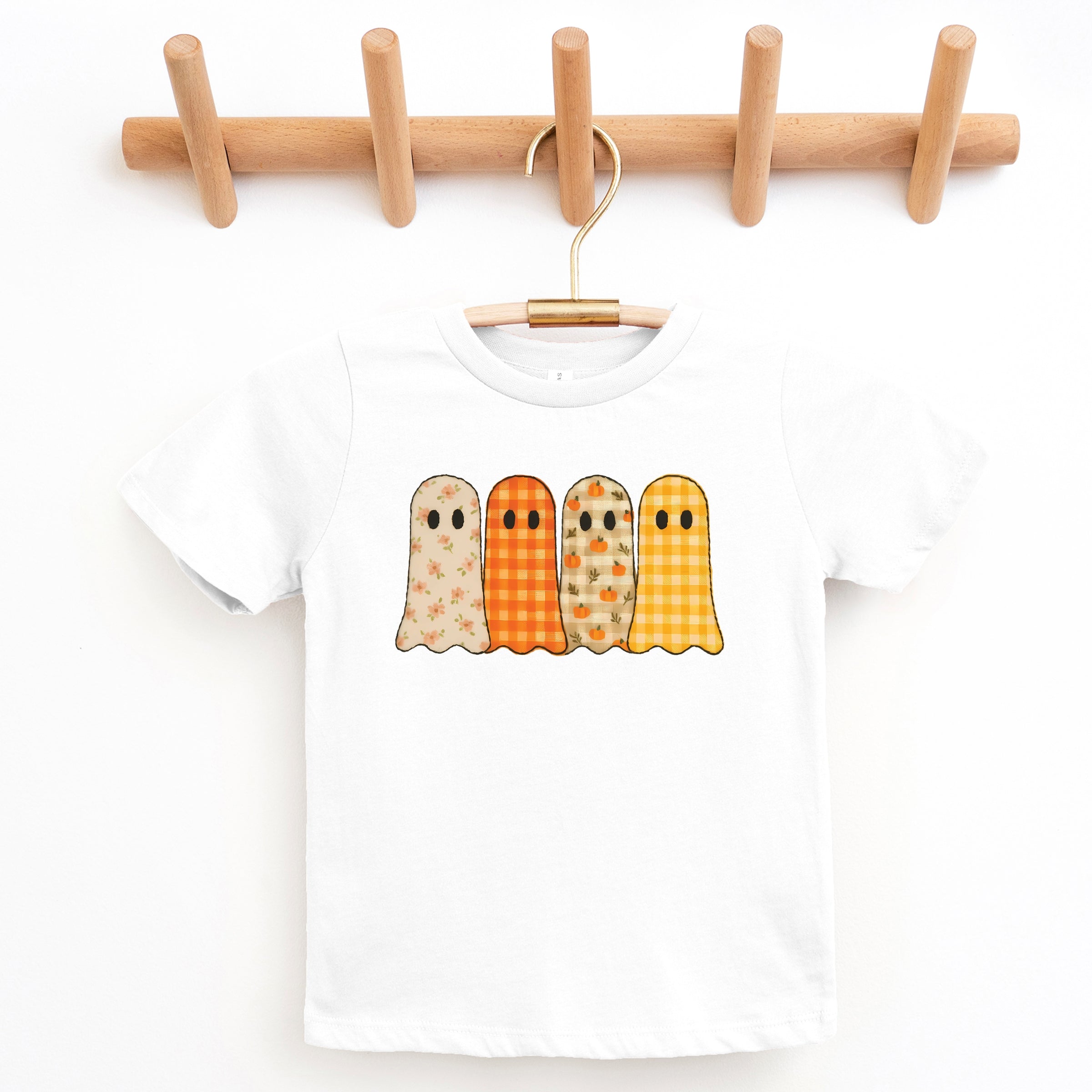 Four Ghosts Checkered Quilted Printed - Youth Short Sleeve Graphic T-Shirt and Toddler Short Sleeve Graphic T-Shirt