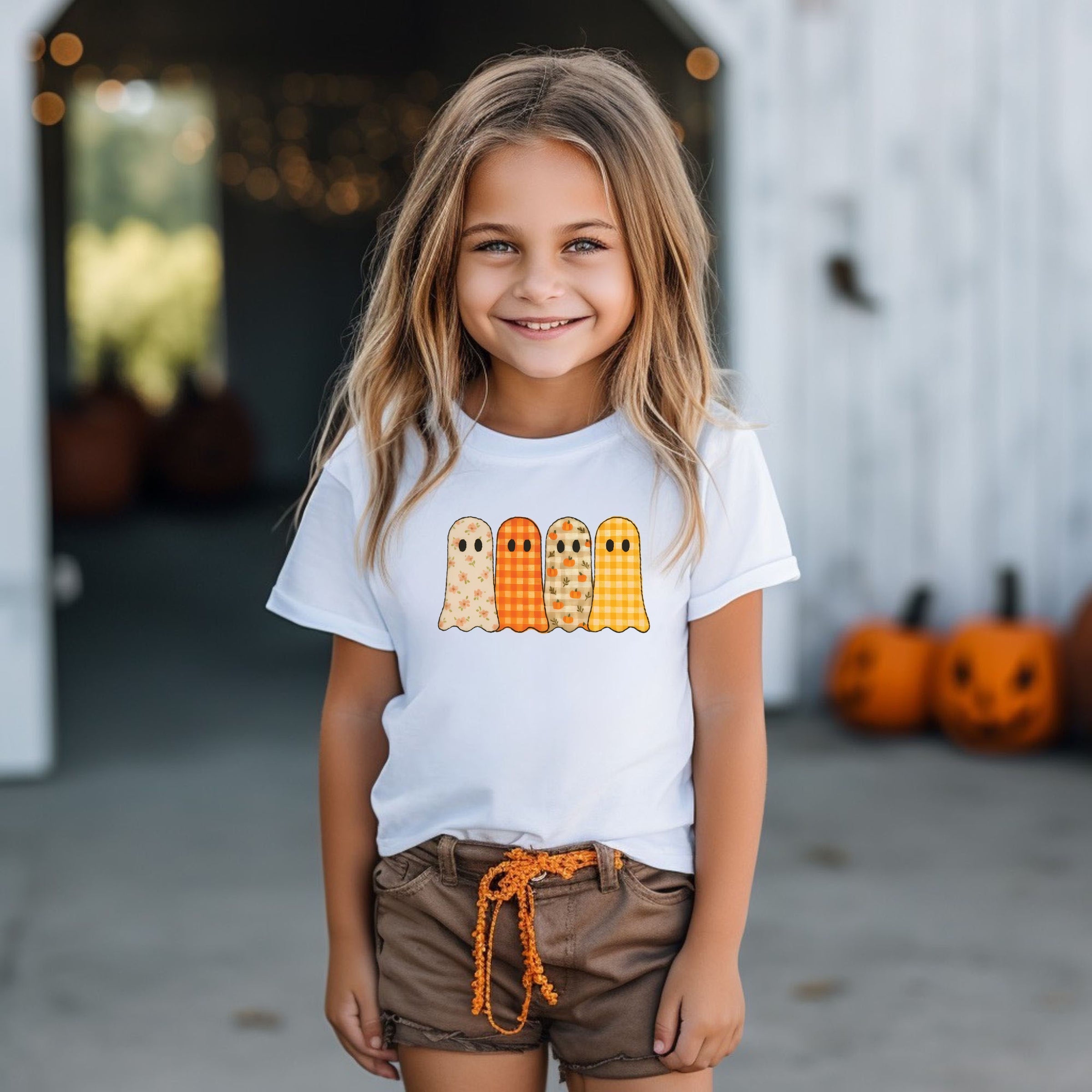 Four Ghosts Checkered Quilted Printed - Youth Short Sleeve Graphic T-Shirt and Toddler Short Sleeve Graphic T-Shirt