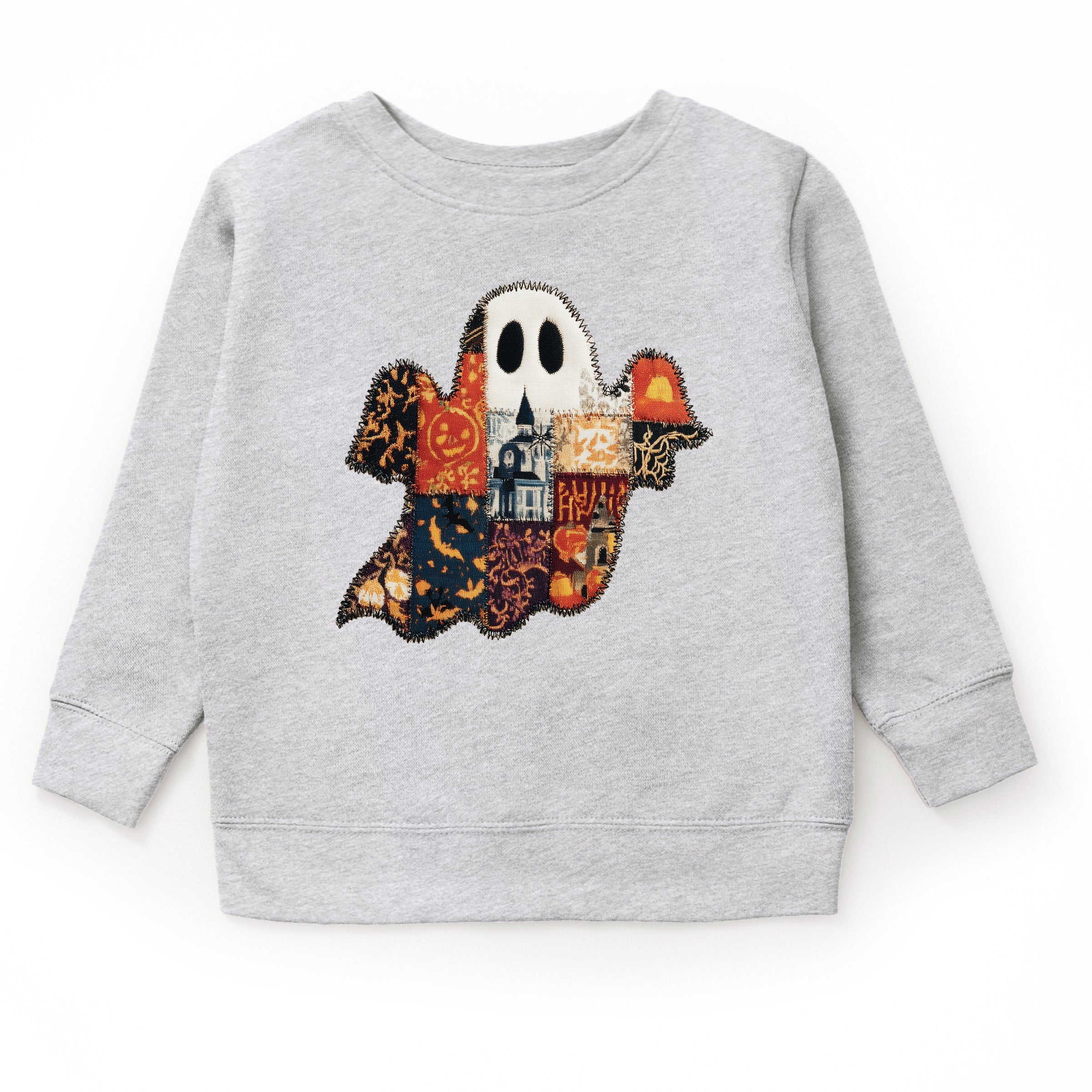 Patchwork Ghost Printed - Toddler Graphic Sweatshirt and Youth Graphic Sweatshirt