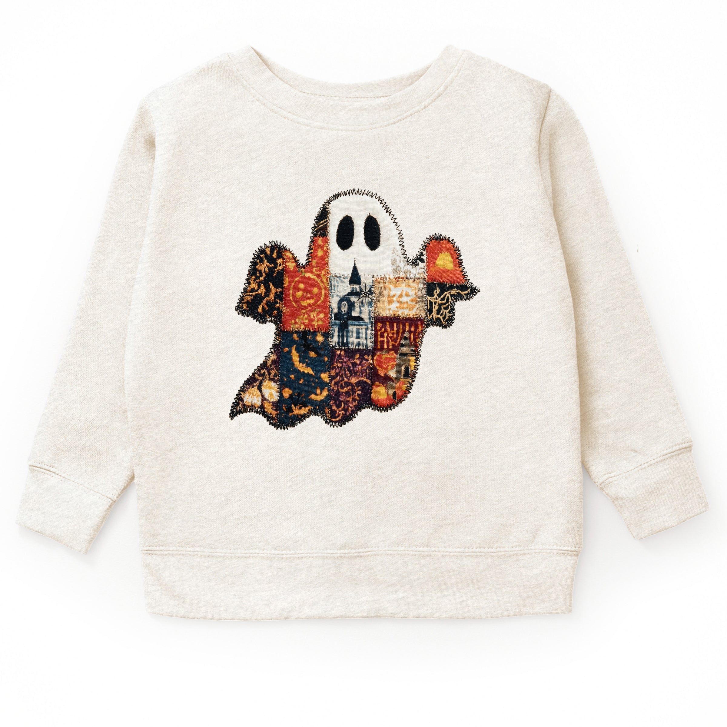 Patchwork Ghost Printed - Toddler Graphic Sweatshirt and Youth Graphic Sweatshirt