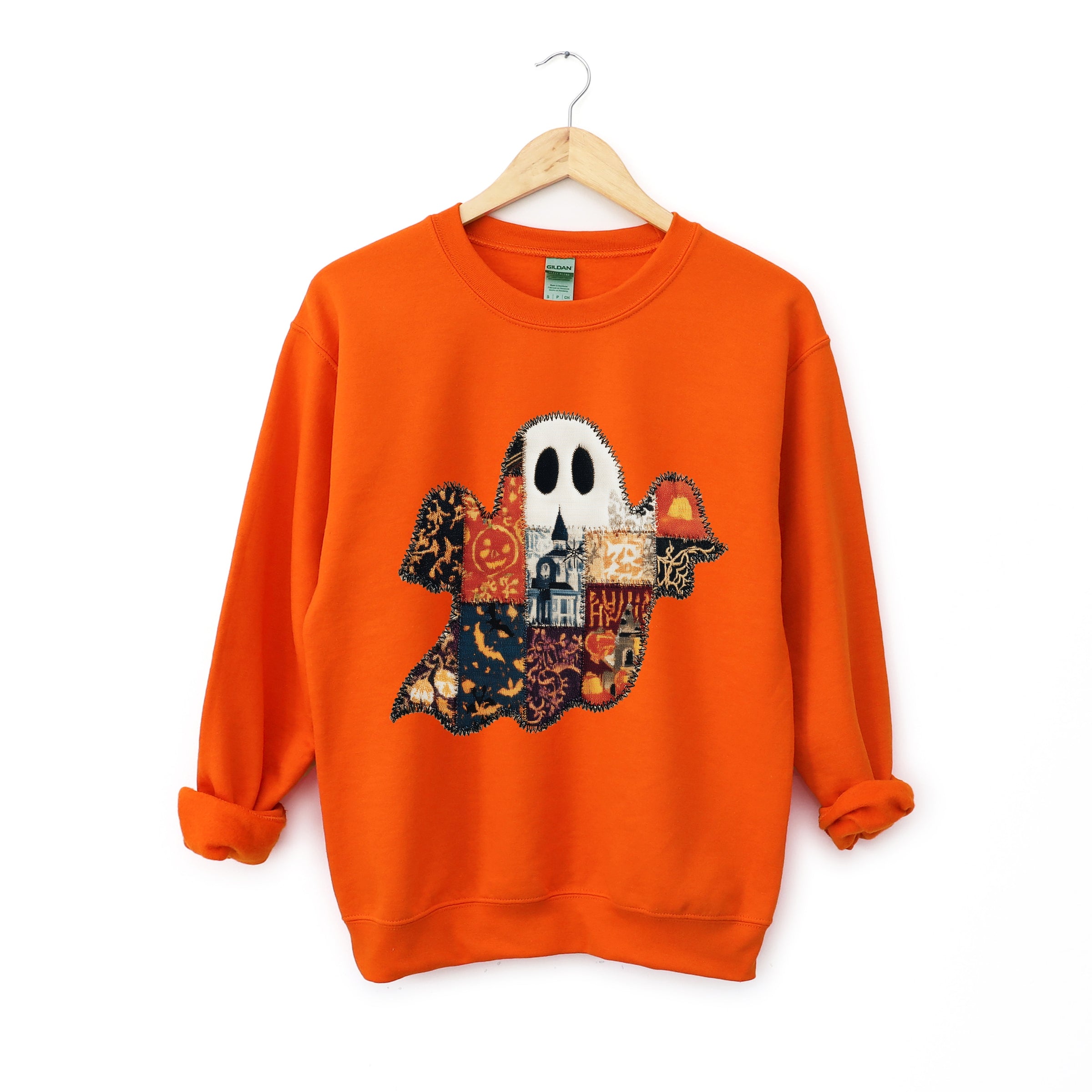 Patchwork Ghost Printed -  Womens Sweatshirt