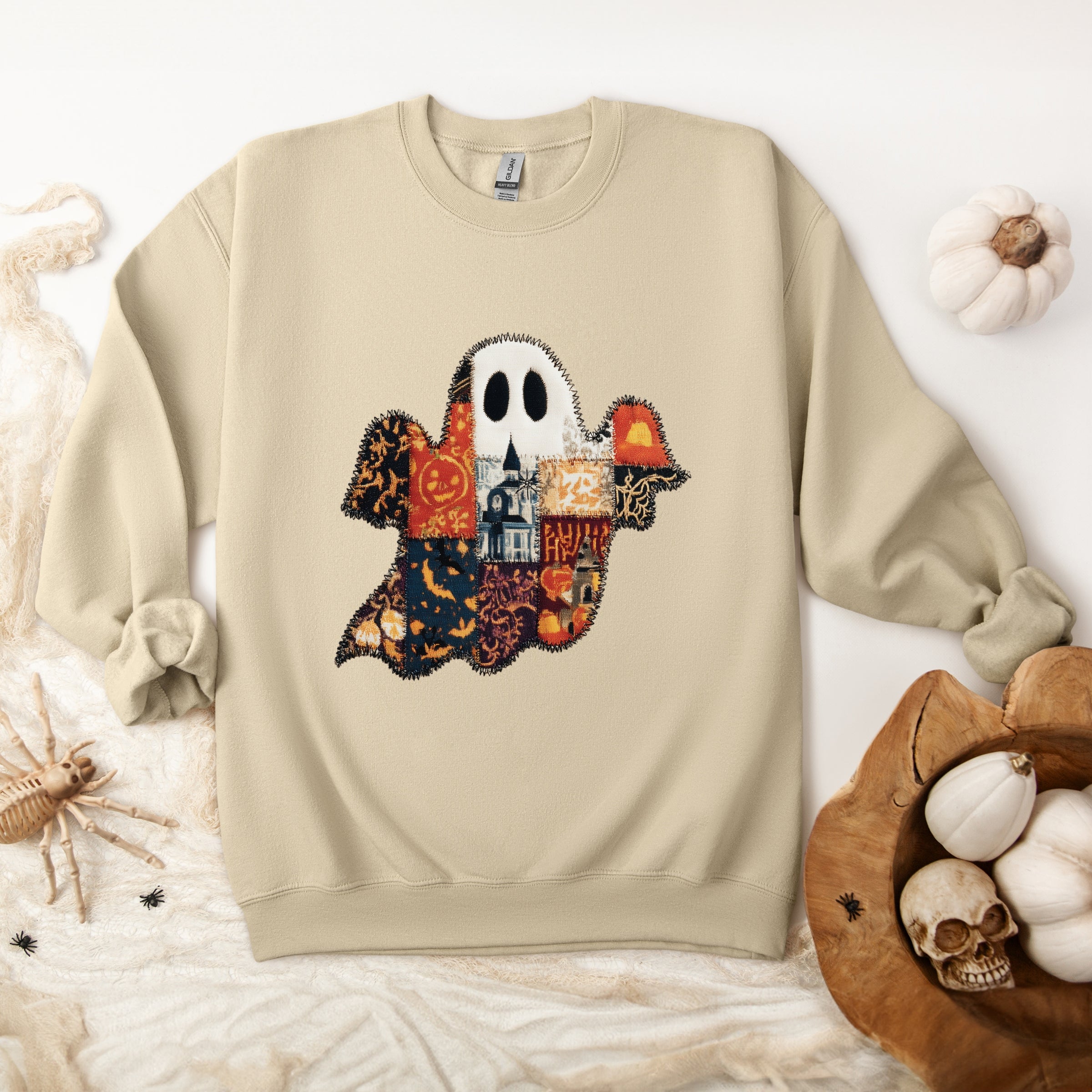 Patchwork Ghost Printed -  Womens Sweatshirt
