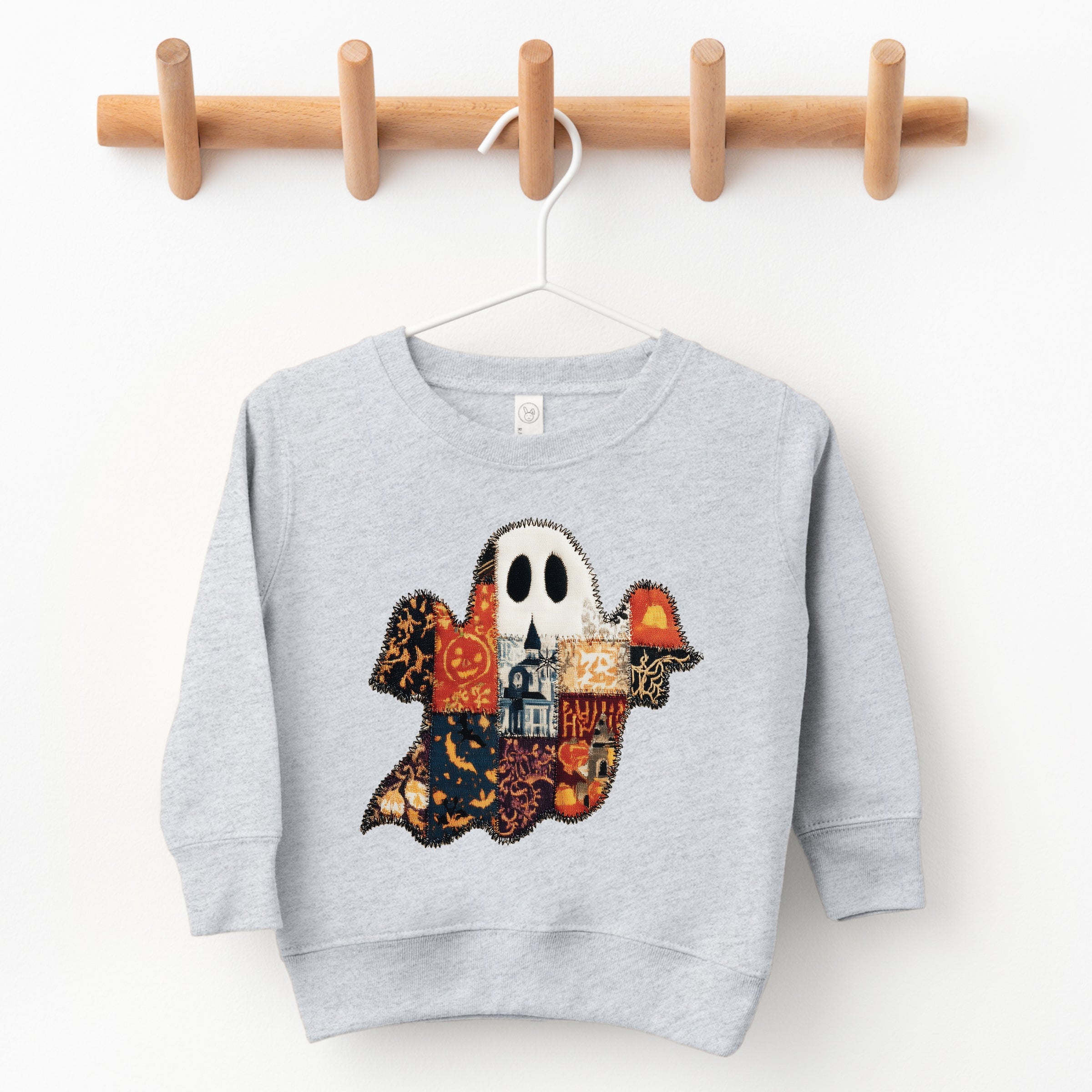 Patchwork Ghost Printed - Toddler Graphic Sweatshirt and Youth Graphic Sweatshirt