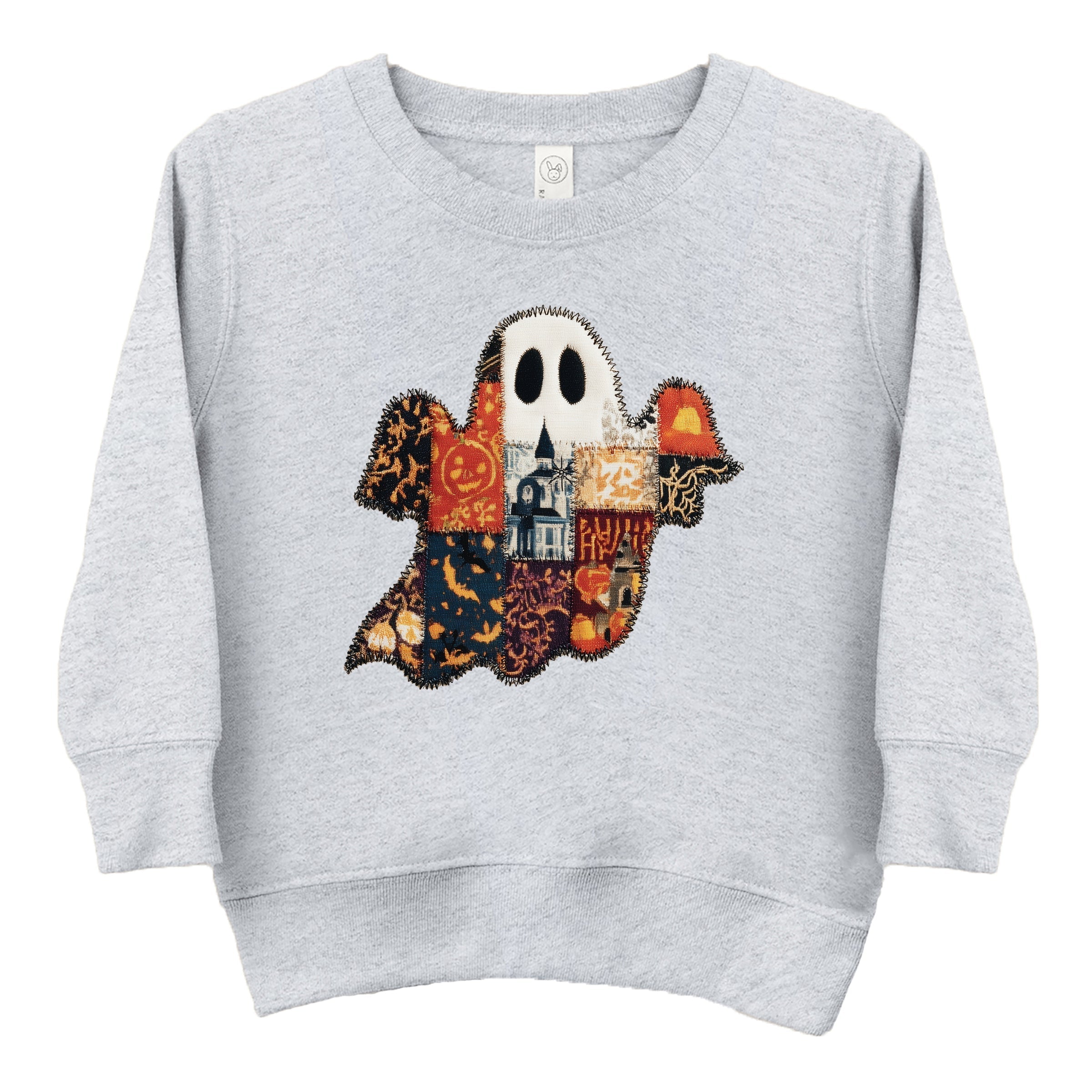 Patchwork Ghost Printed - Toddler Graphic Sweatshirt and Youth Graphic Sweatshirt