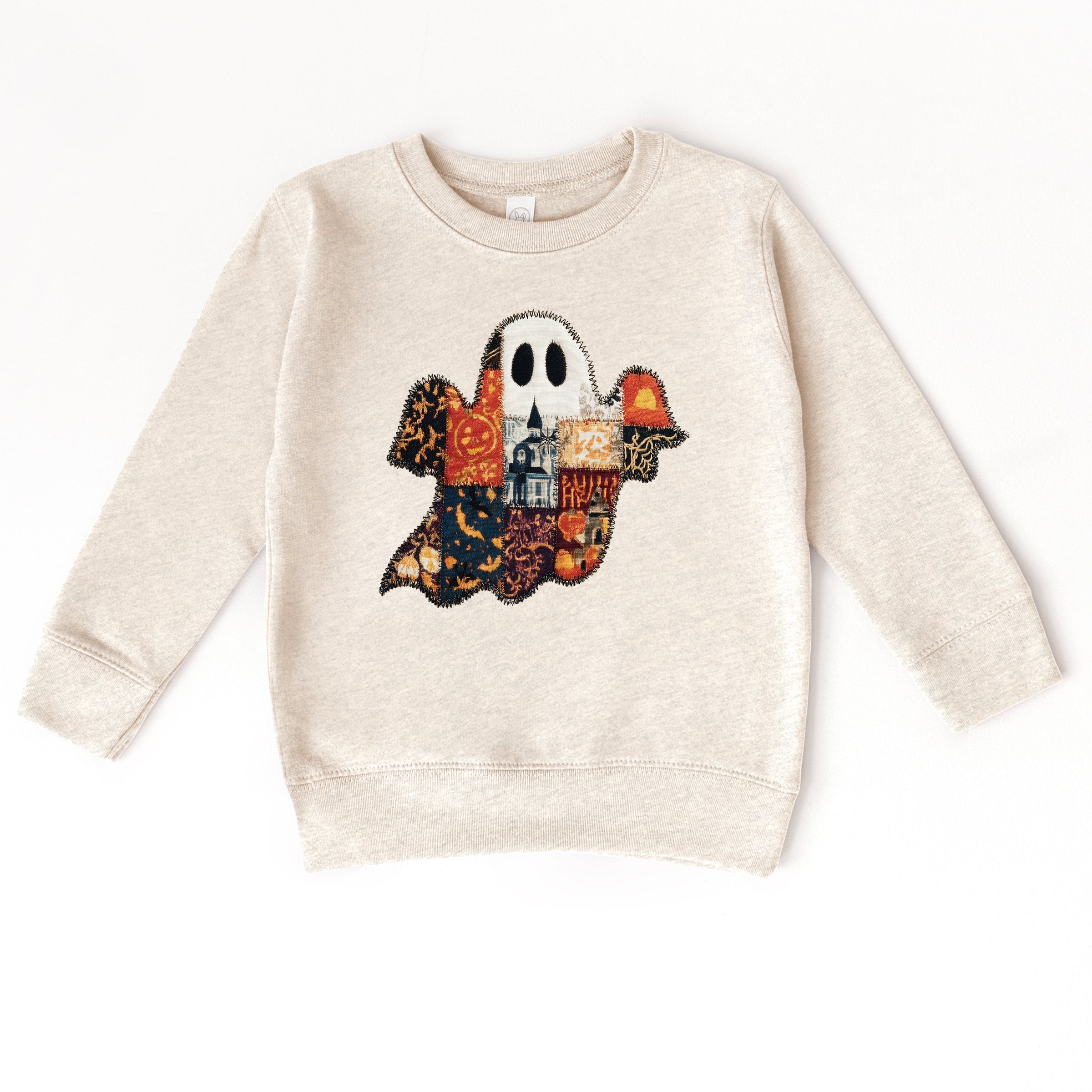 Patchwork Ghost Printed - Toddler Graphic Sweatshirt and Youth Graphic Sweatshirt